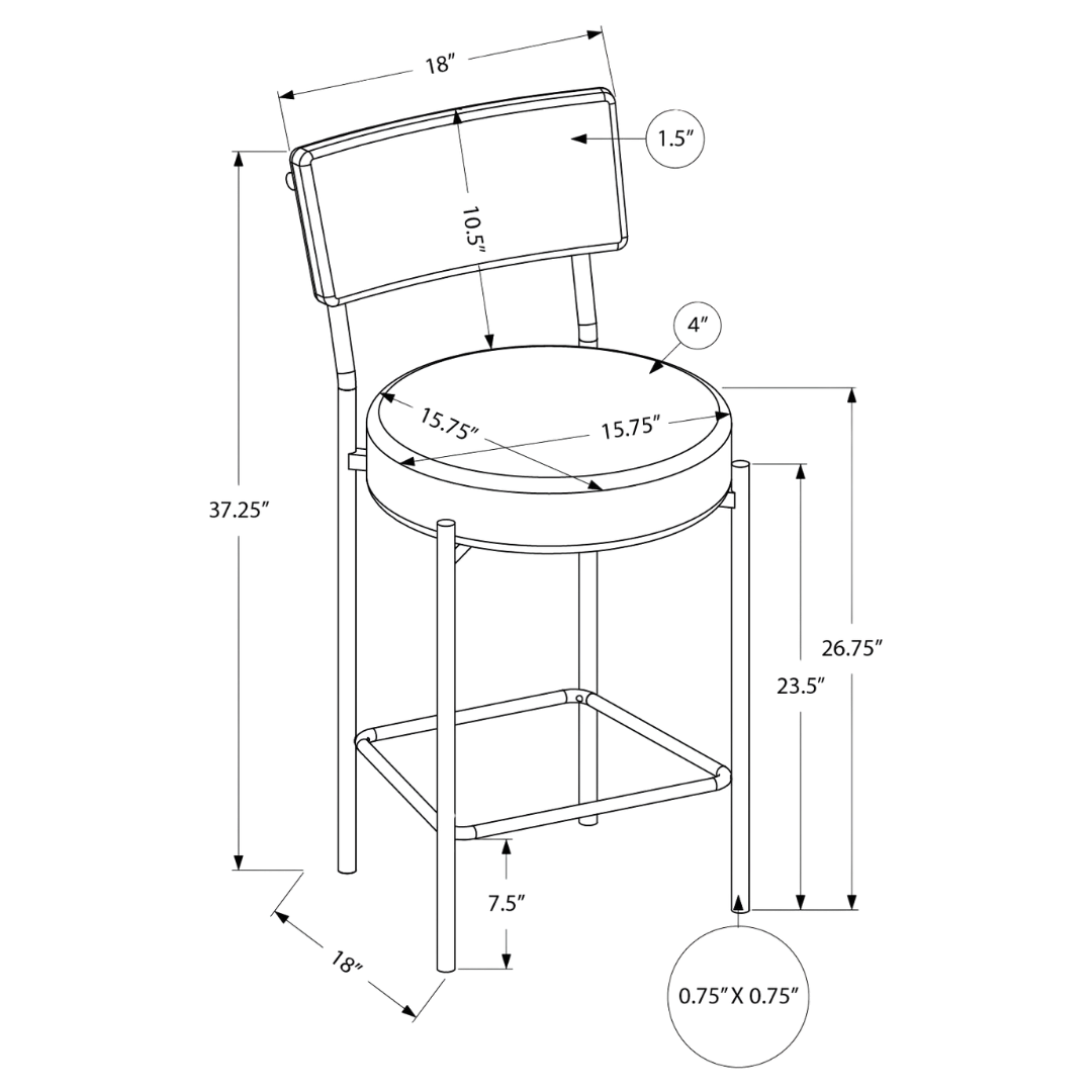 Calvero – Lot de 2 – Tabourets de bar hauteur comptoir – Structure grise/noire