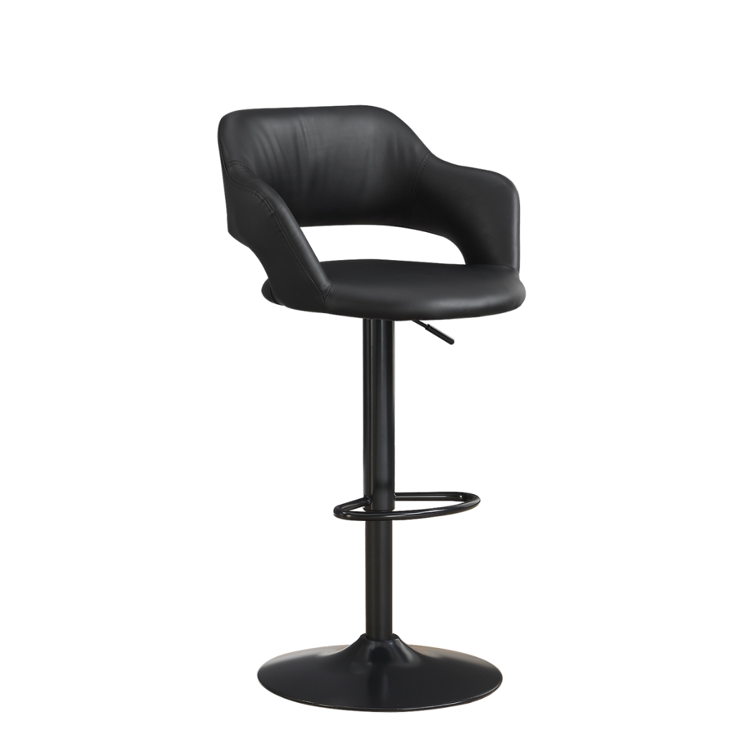 Lunaro – Lot de 2 – Tabourets de bar réglables – Noir / Pied noir