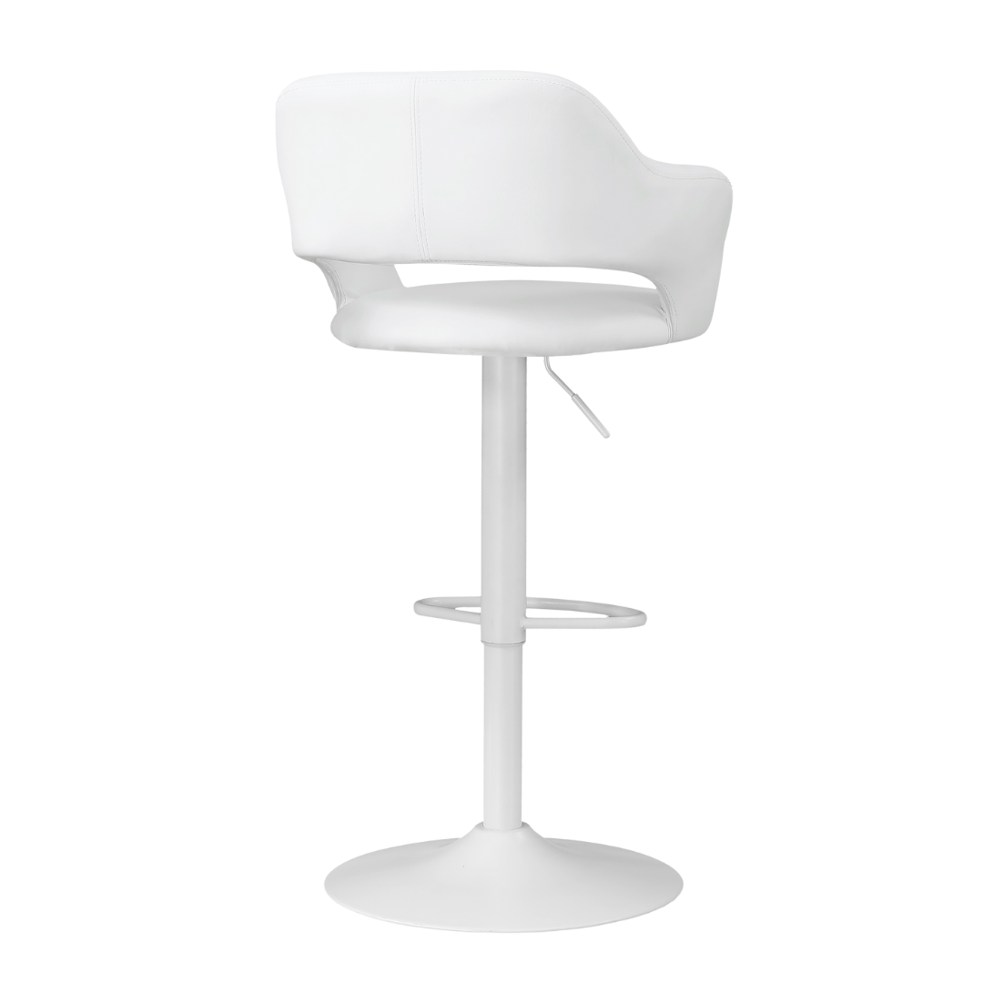 Lunaro – Lot de 2 – Tabourets de bar réglables – Blanc / Pied blanc
