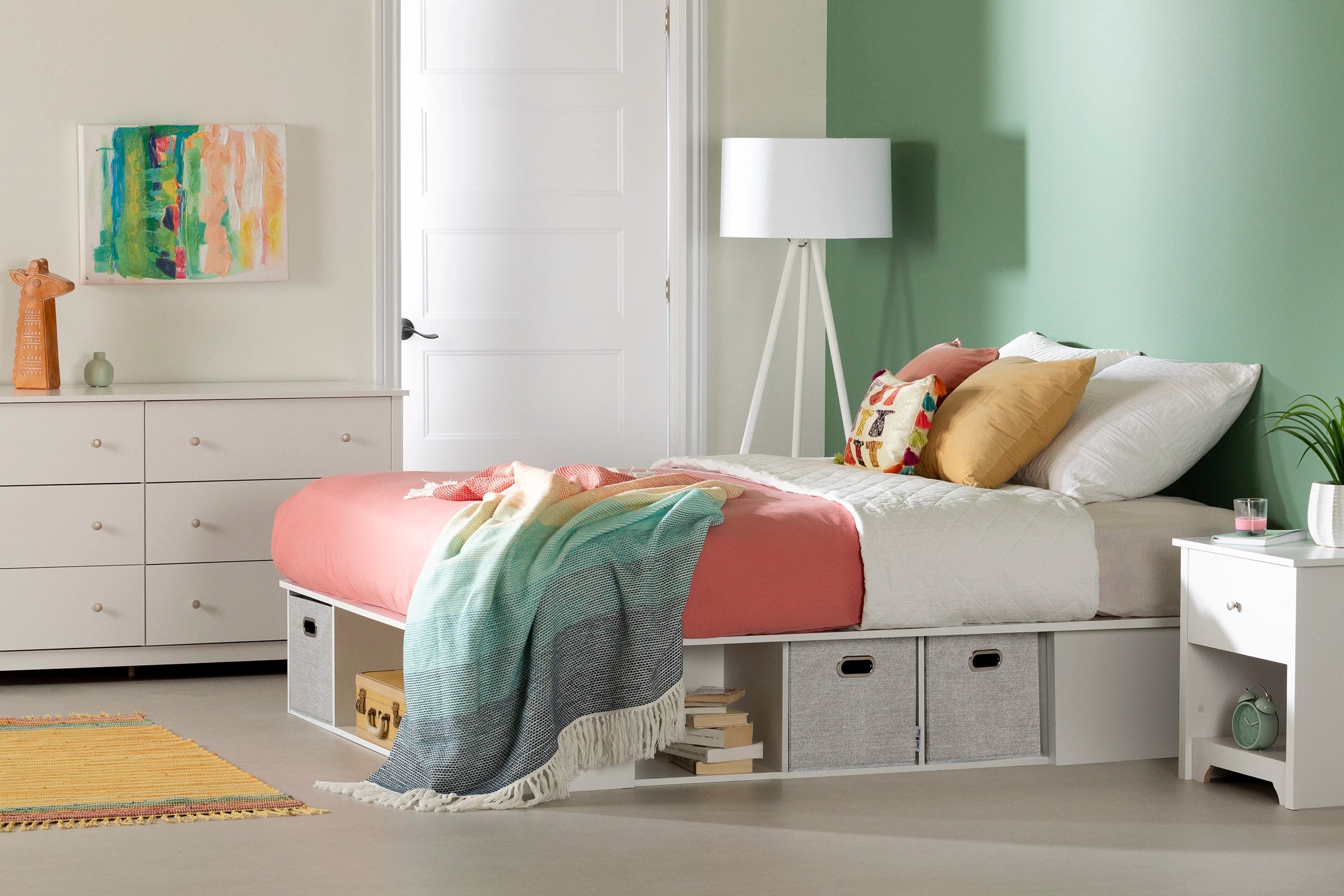 Storage Platform Bed with Baskets - Flexible