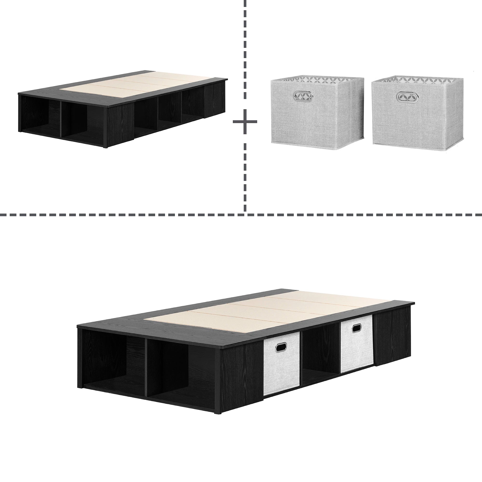 Storage Platform Bed with Baskets - Flexible