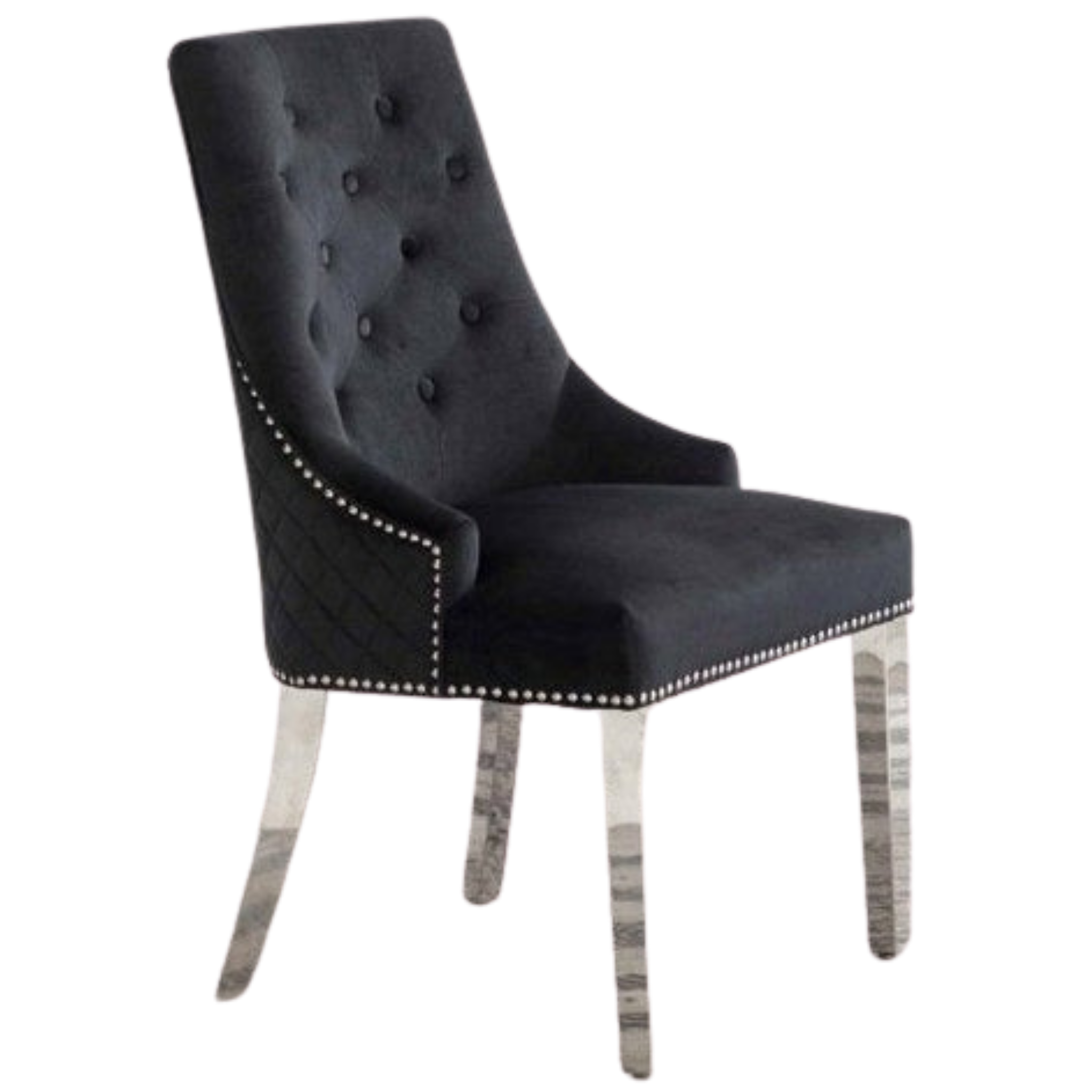 Lot de 2 chaises de salle à manger en velours noir C-1251