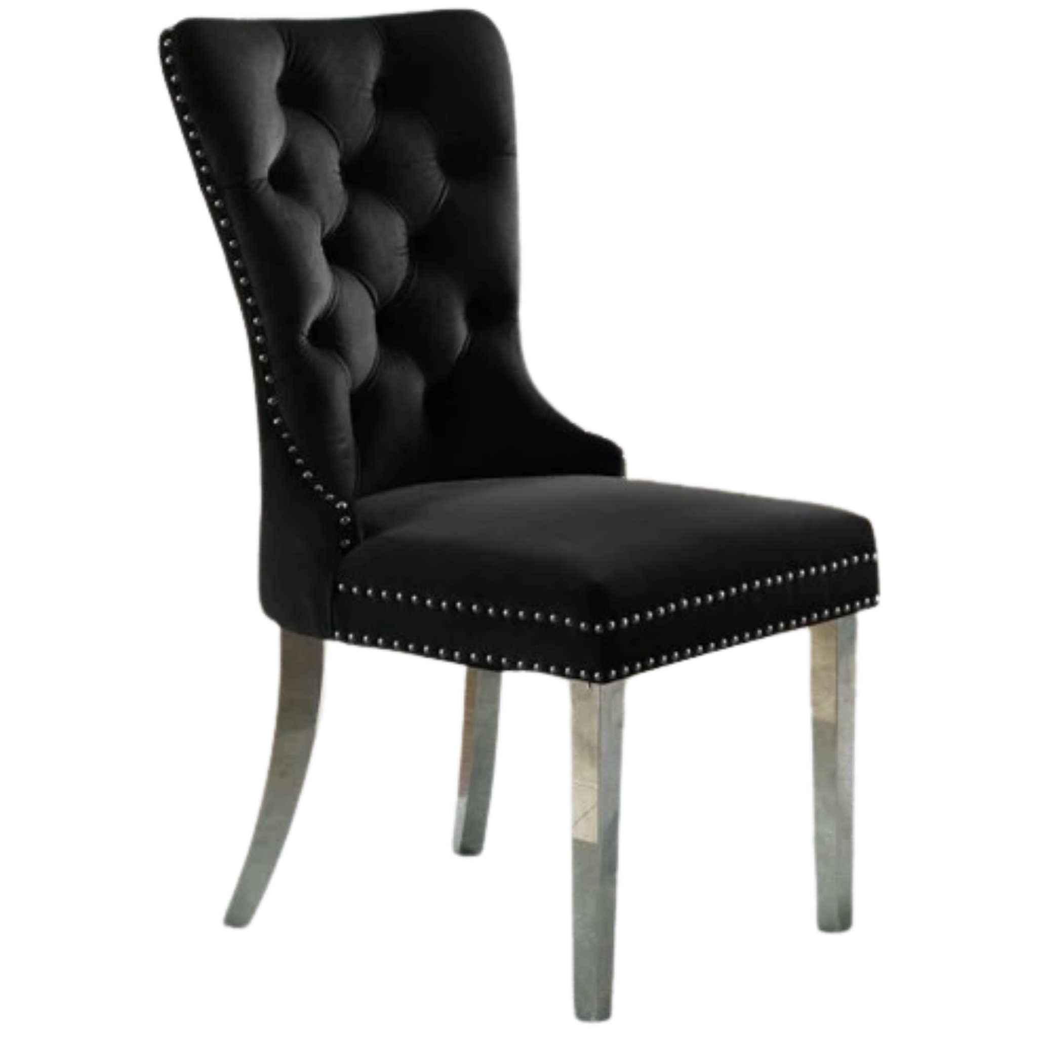 Lot de 2 chaises de salle à manger en velours noir C-1261