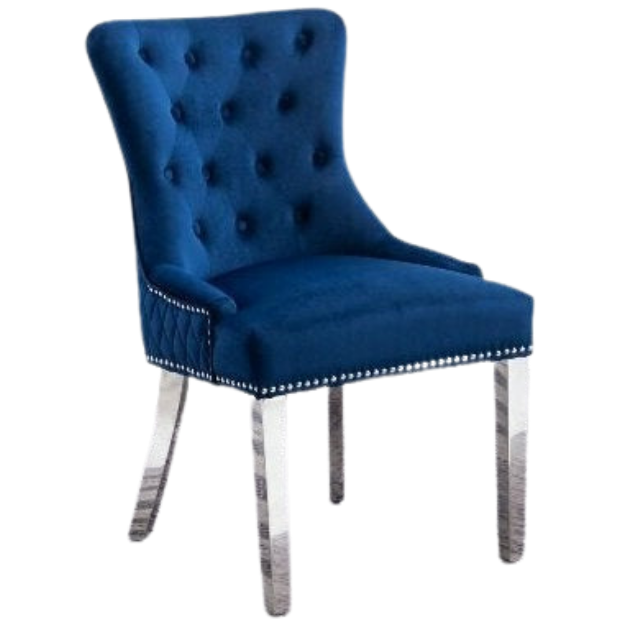 Lot de 2 chaises de salle à manger en velours bleu C-1252