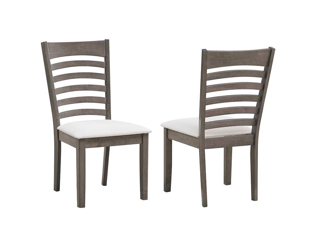 2 Piece Antique Grey Dining Chair in Cream Fabric Seats 1082