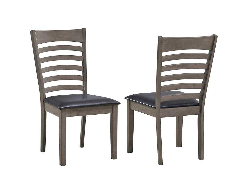 2 Piece Antique Grey Dining Chair in Black PU Seats 1081