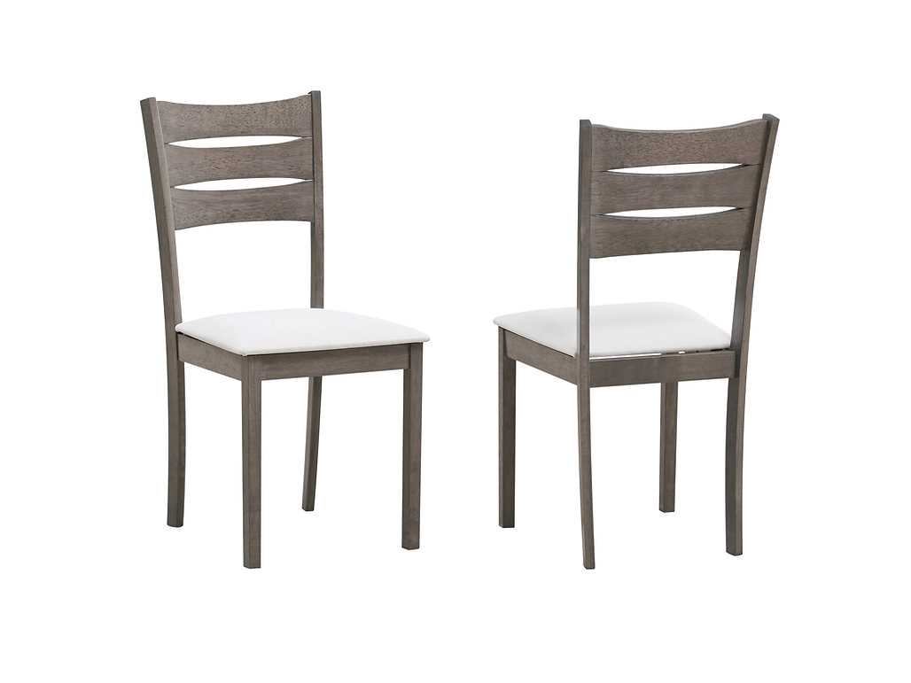 2 Piece Antique Grey Dining Chair in Cream Fabric Seats 1052