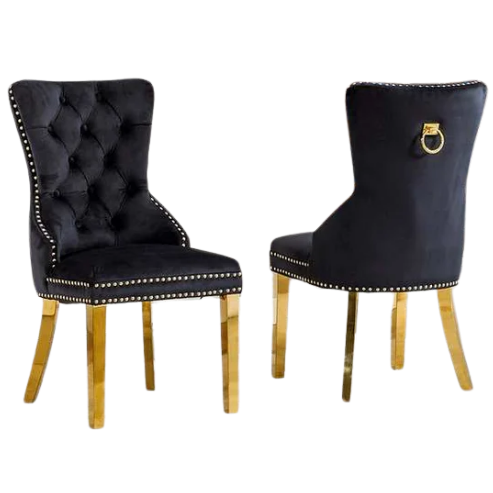 Chaise de salle à manger en velours noir 2 pièces 1451