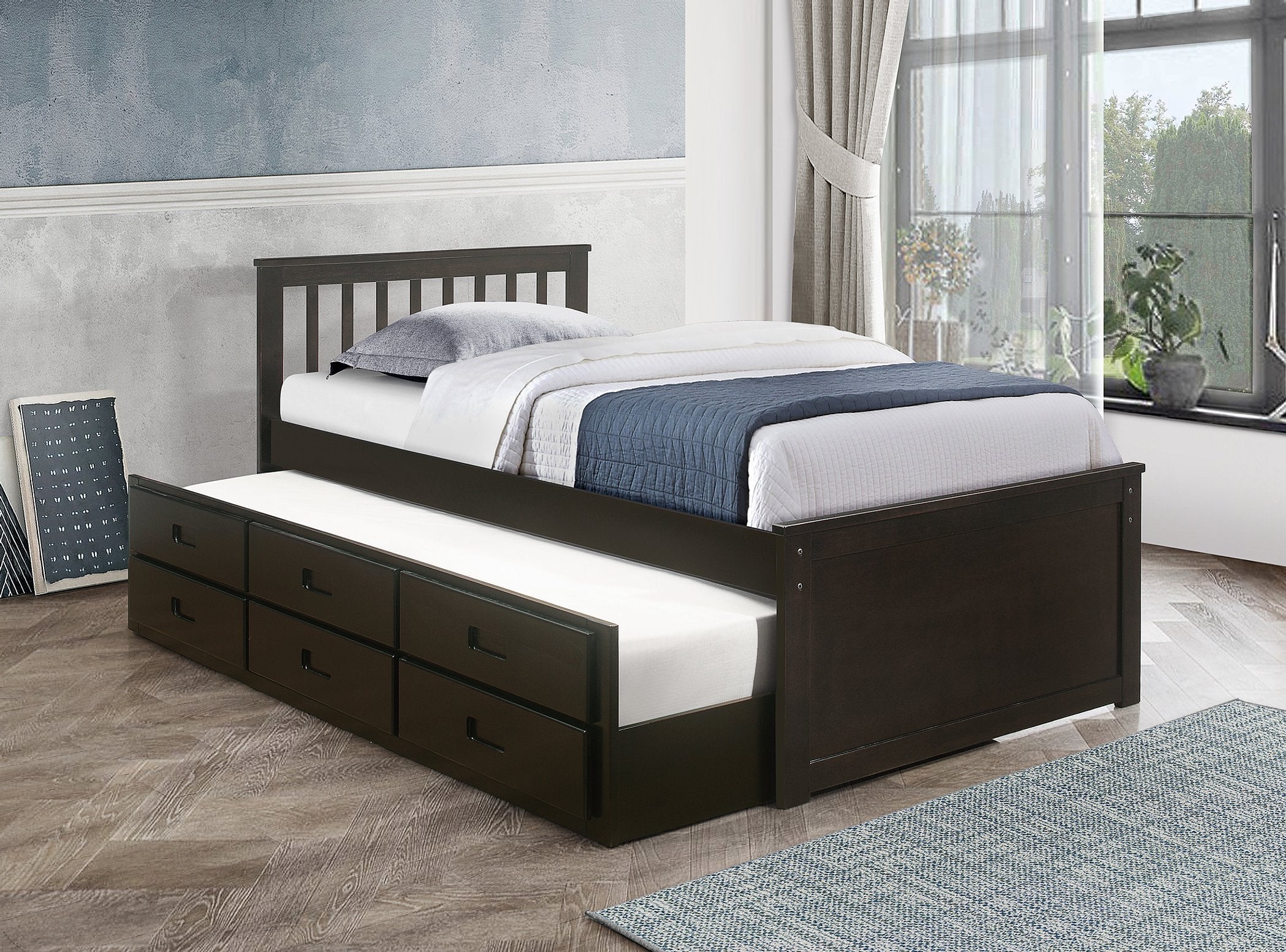 Espresso Bed with Trundle Single 300E