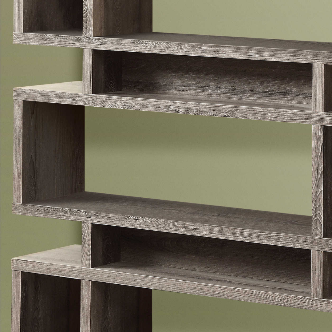 Stratura – Bibliothèque vitrine moderne de 140 cm (55 po) de hauteur – Taupe foncé