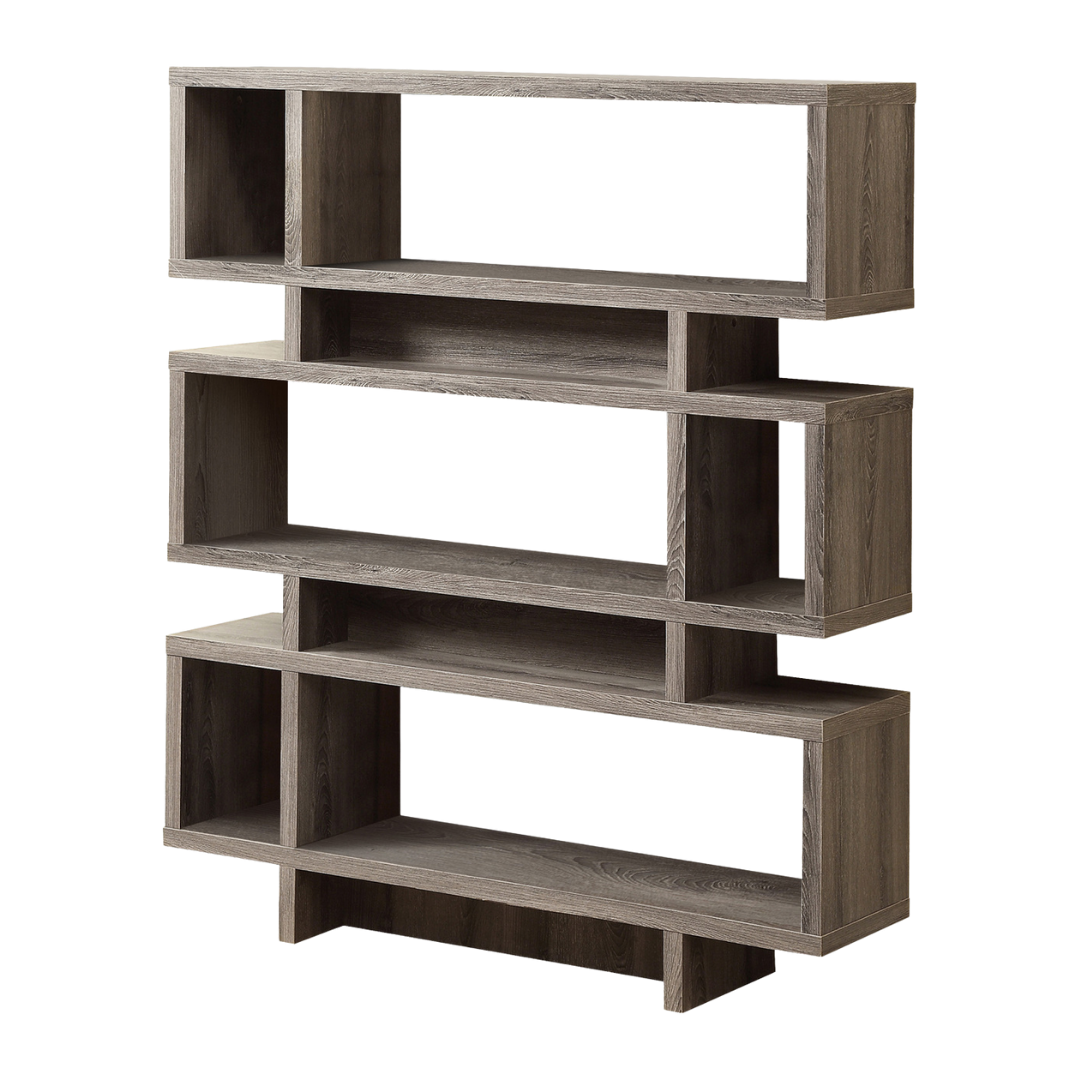 Stratura – 55"H Modern Display Bookcase – Dark Taupe