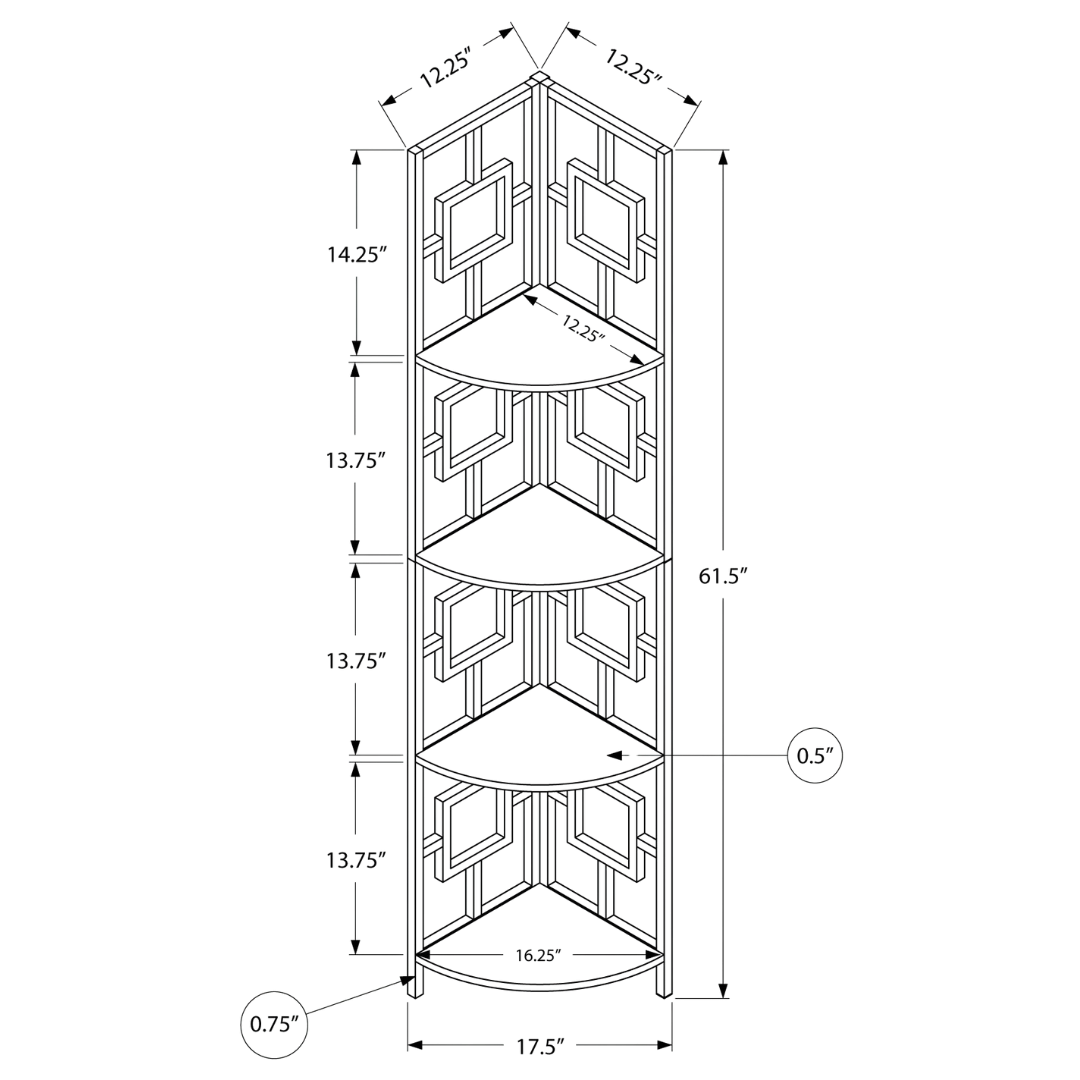 Cornellix – 62"H Metal Corner Étagère – Black