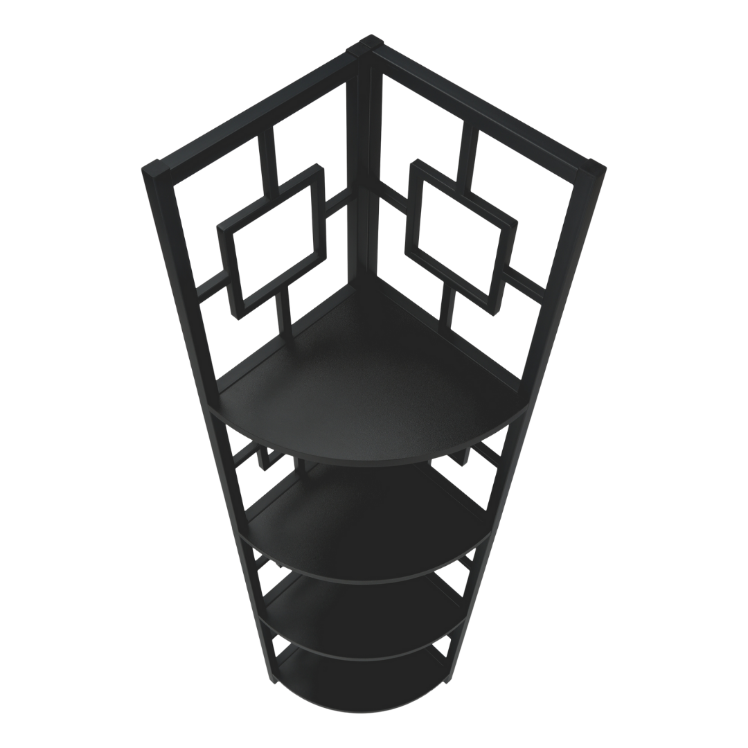 Cornellix – 62"H Metal Corner Étagère – Black