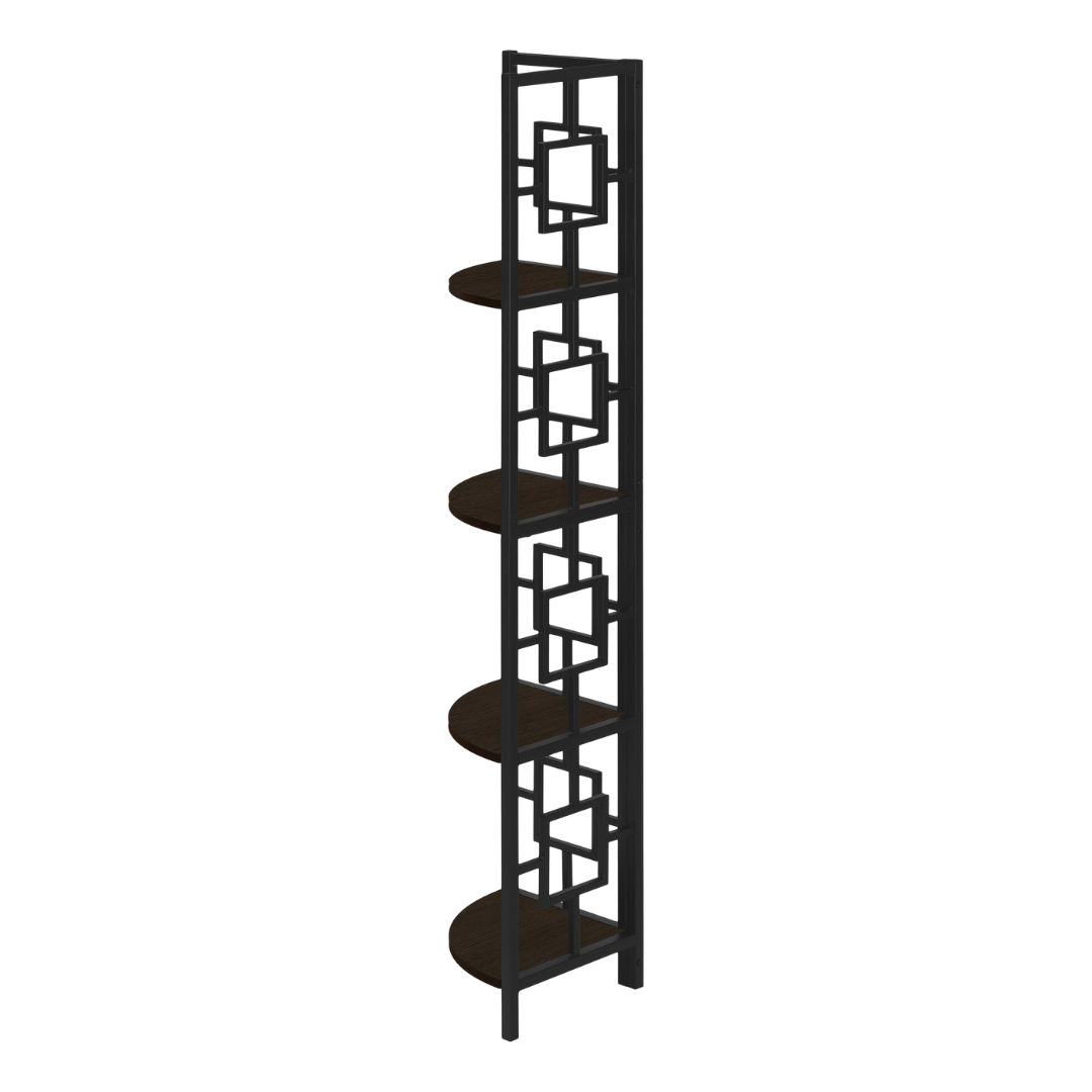 Cornellix – 62"H Corner Étagère – Espresso & Black