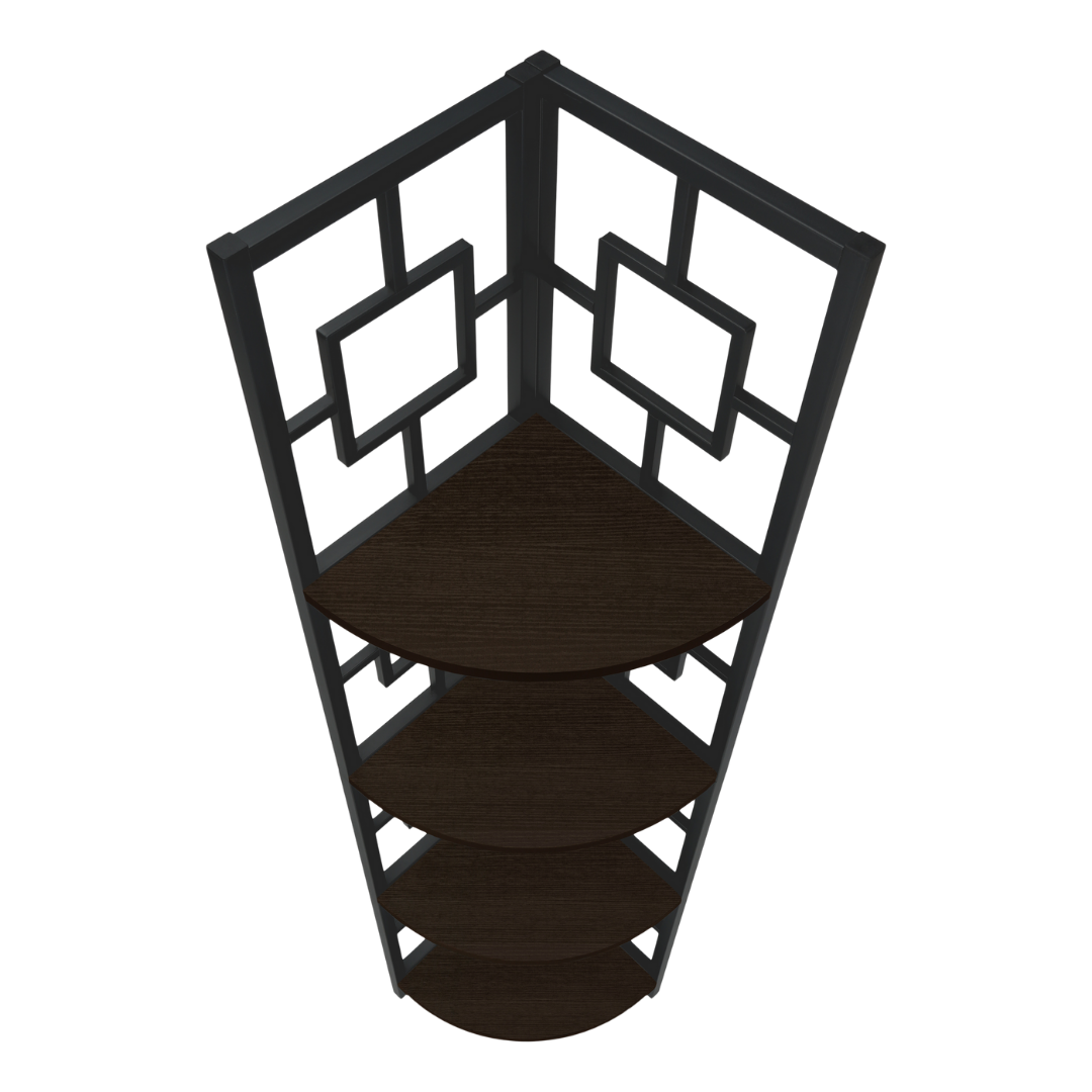 Cornellix – 62"H Corner Étagère – Espresso & Black