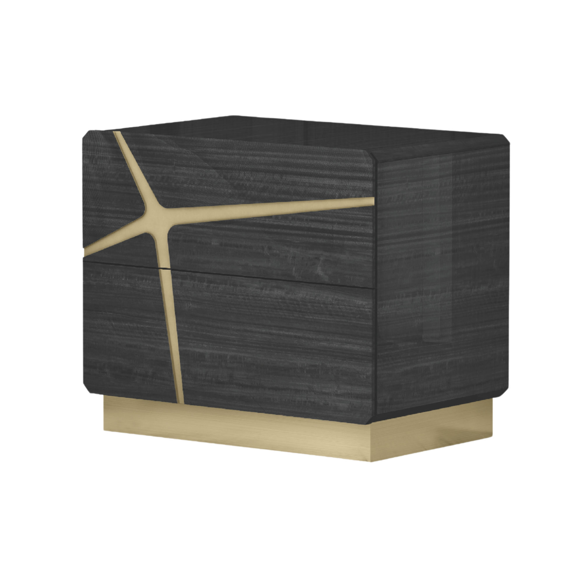 Noctova – Ensemble de chambre queen noir et or avec rangement