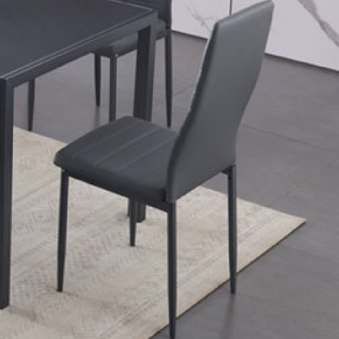 Montclair – Ensemble de salle à manger – Verre gris / Revêtement gris