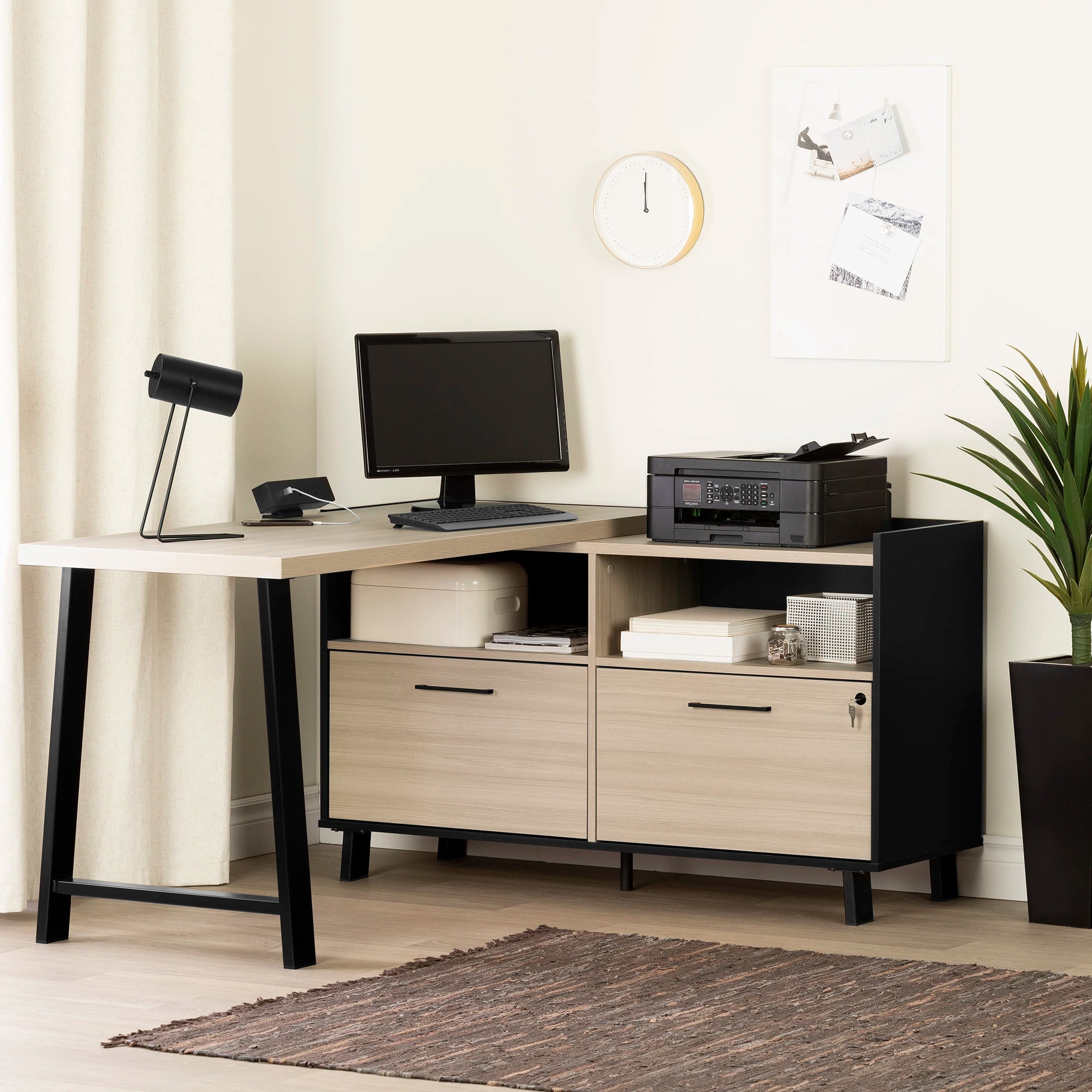 L-Shaped Desk with Power Bar - Kozack