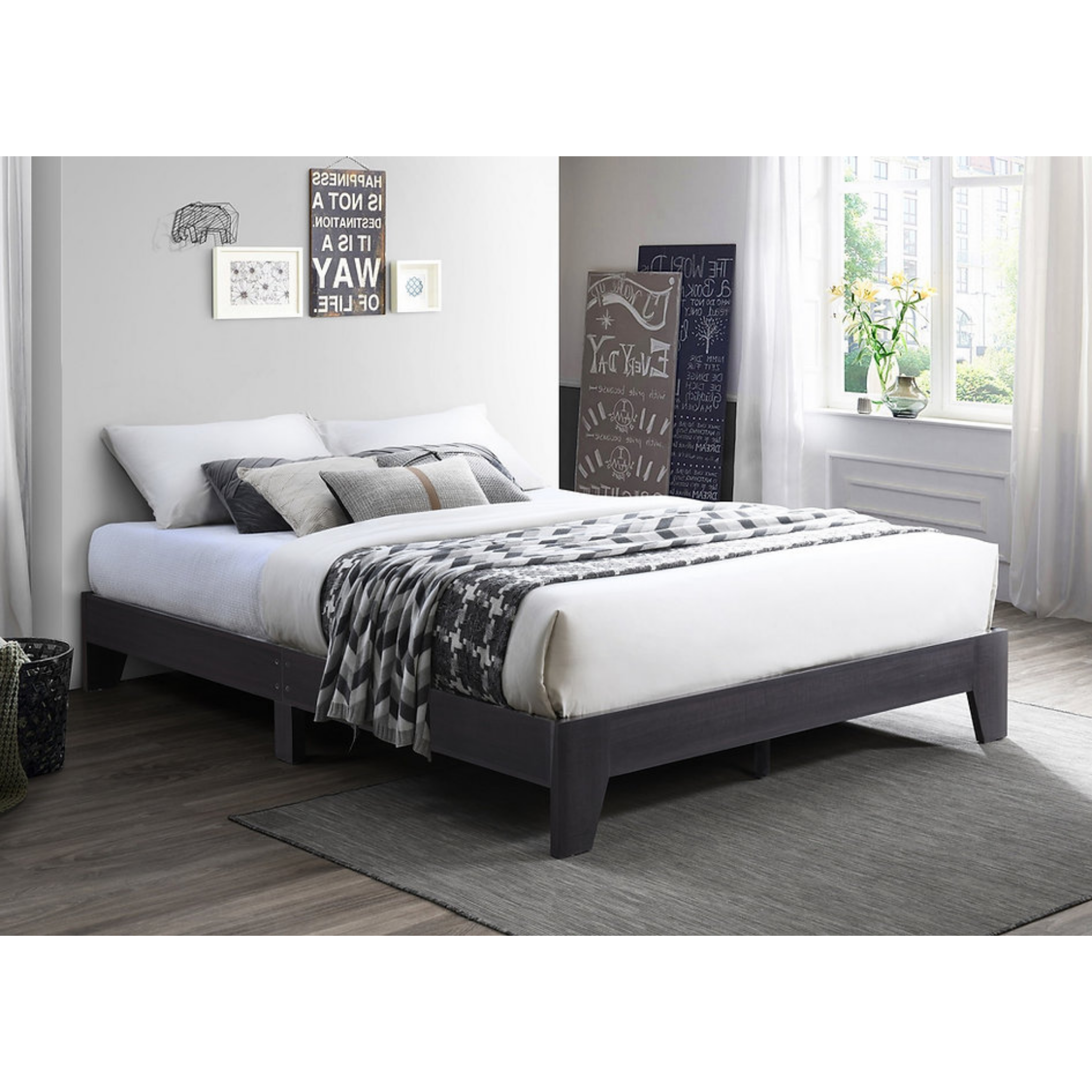 King platform - Wooden Platform Bed Espresso 5345