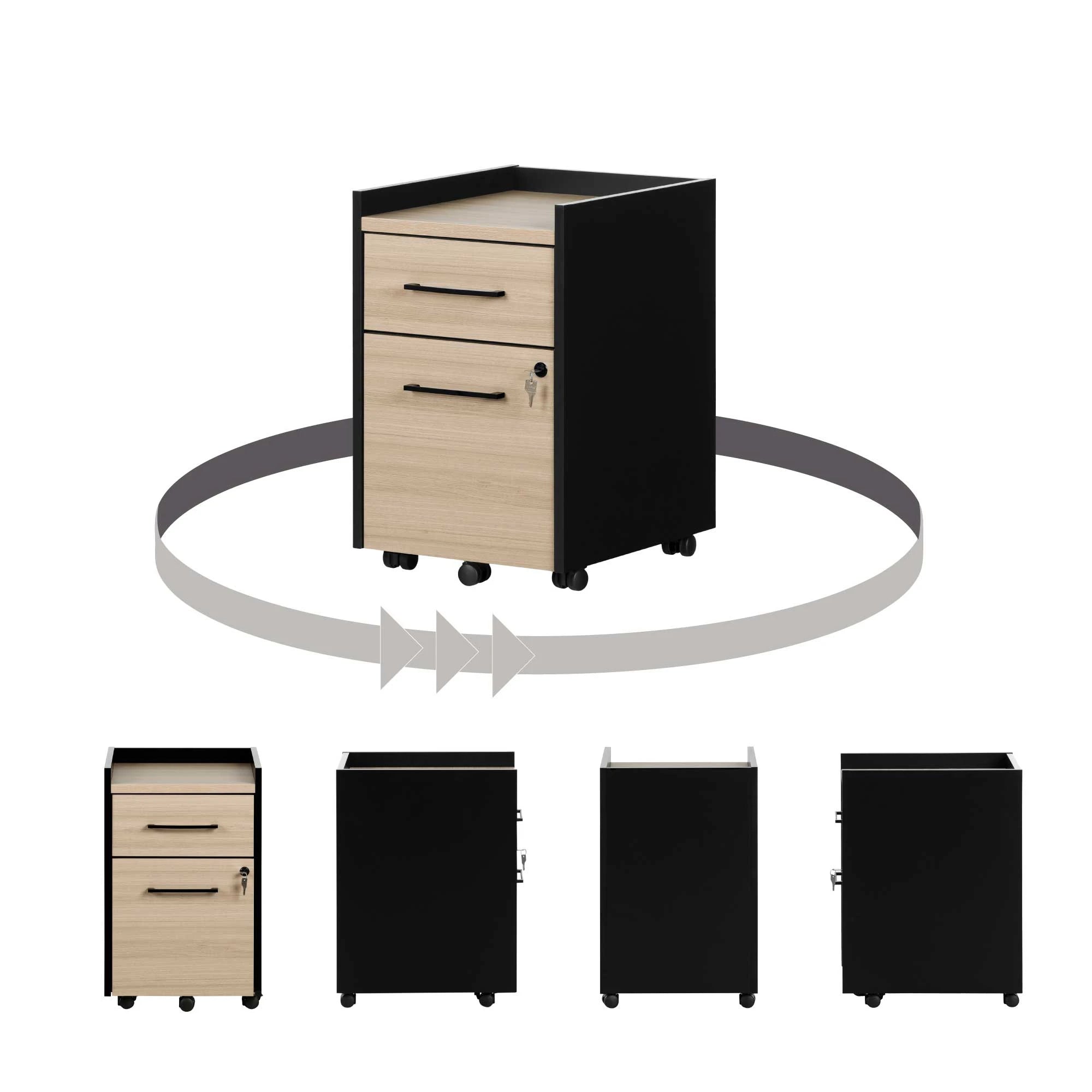 2-Drawer Mobile File Cabinet With Lock - Kozack