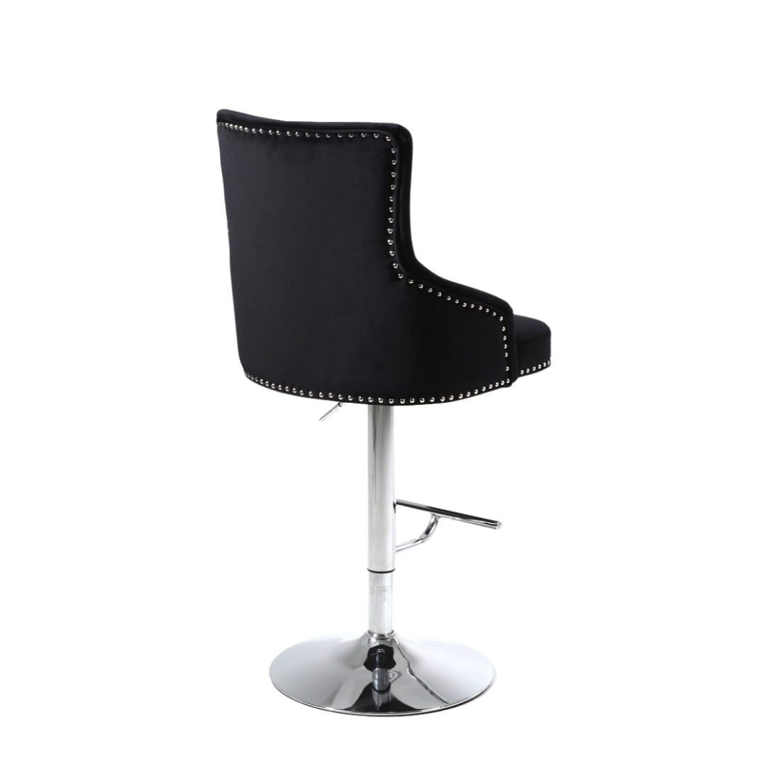 Marvella – Lot de 2 – Tabourets de bar réglables en velours noir