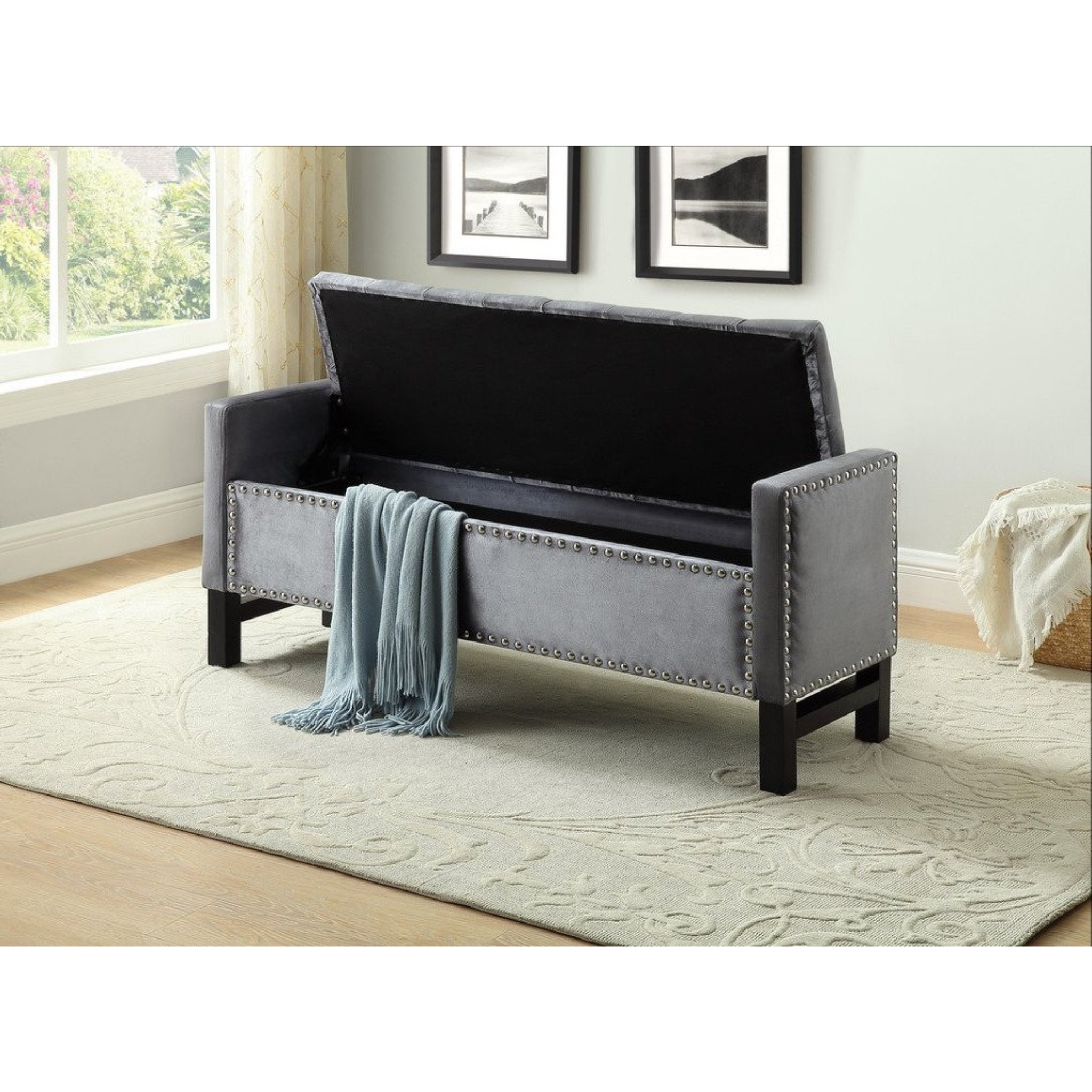Grey Velvet Bench IF 6400
