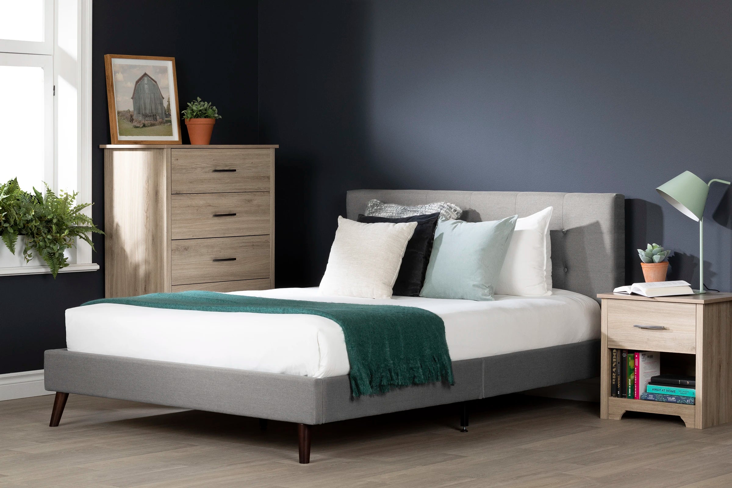 Upholstered Platform Bed and Headboard - Fusion