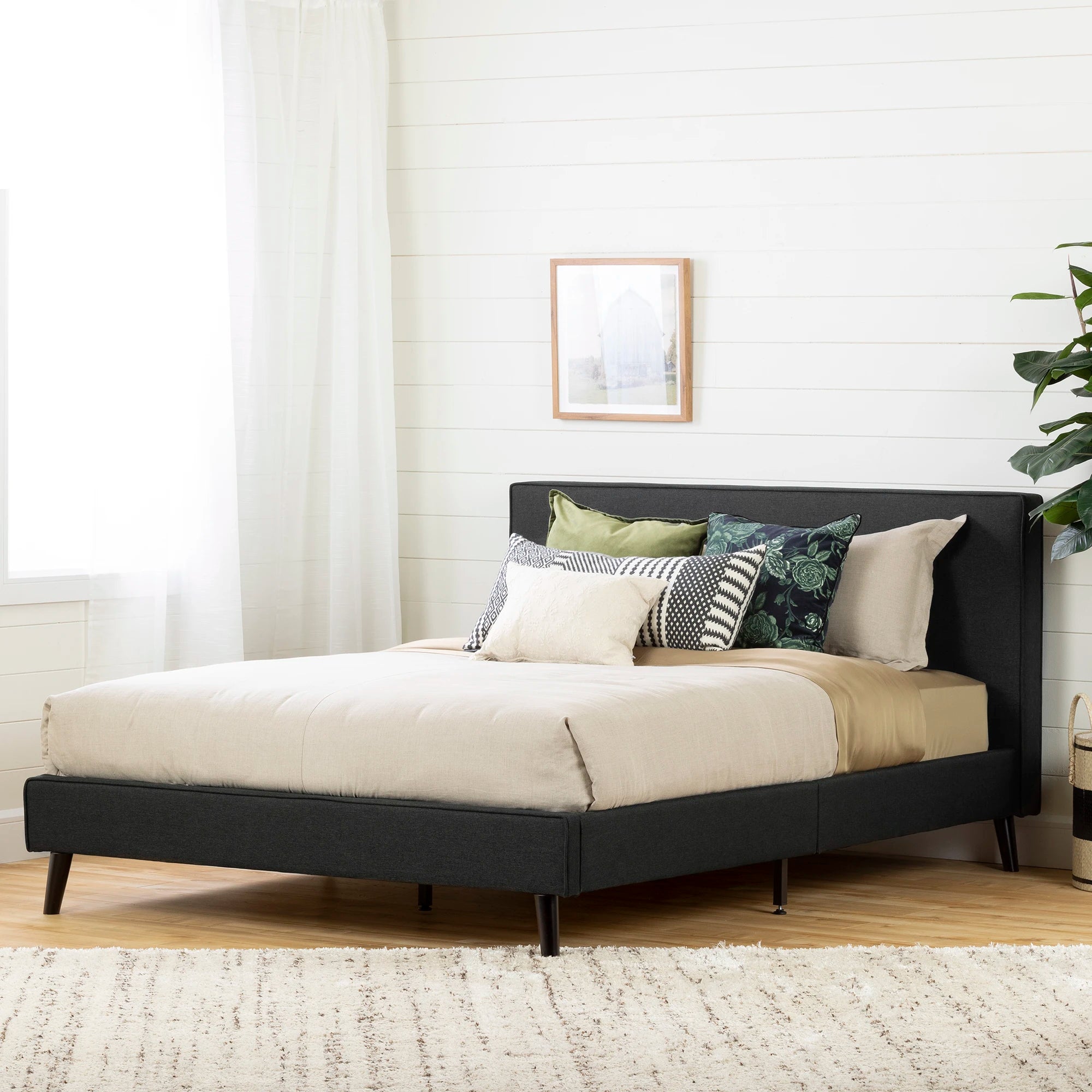 Modern Upholstered Platform Bed and Headboard - Gravity