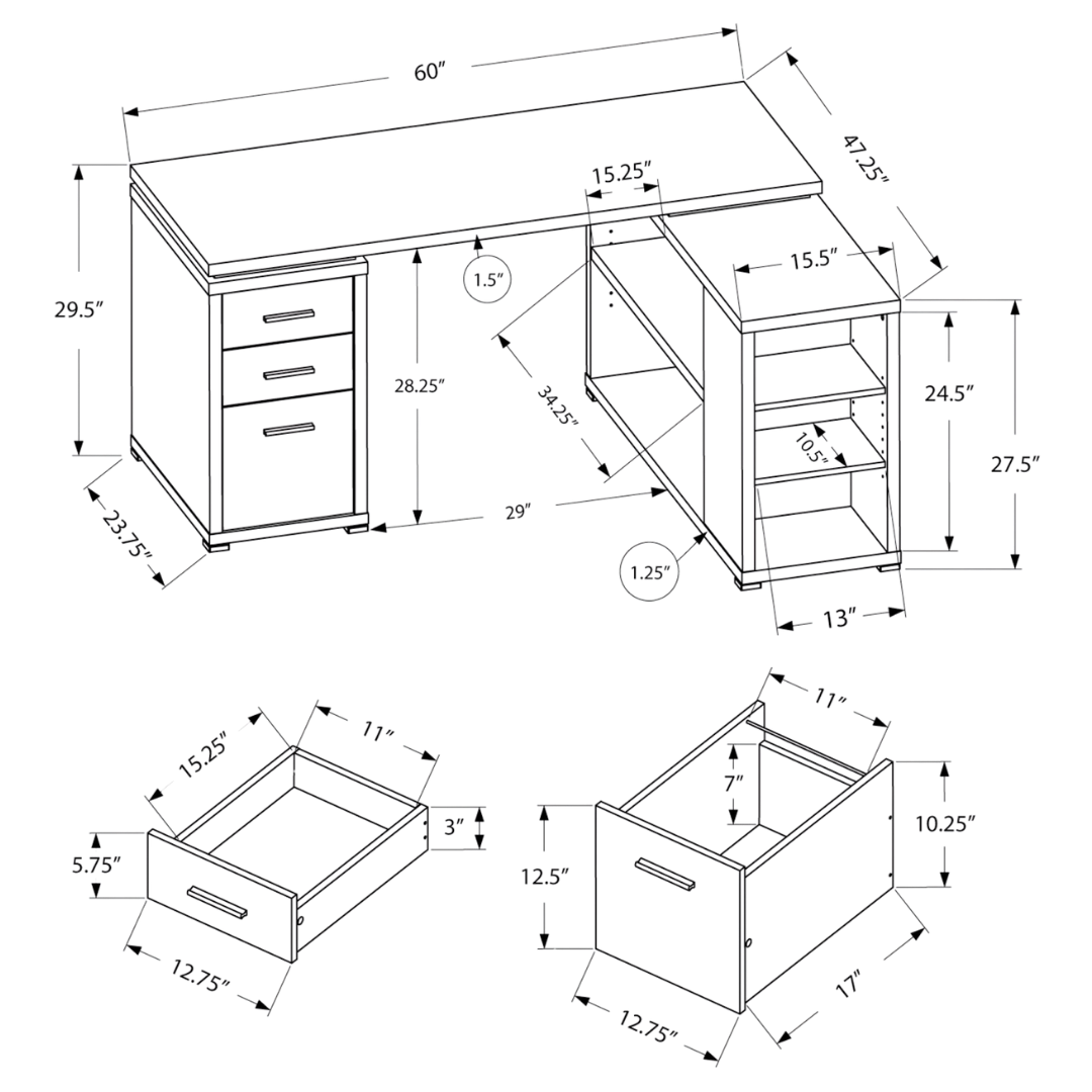 Cornerix – Bureau d'ordinateur en forme de L – Espresso