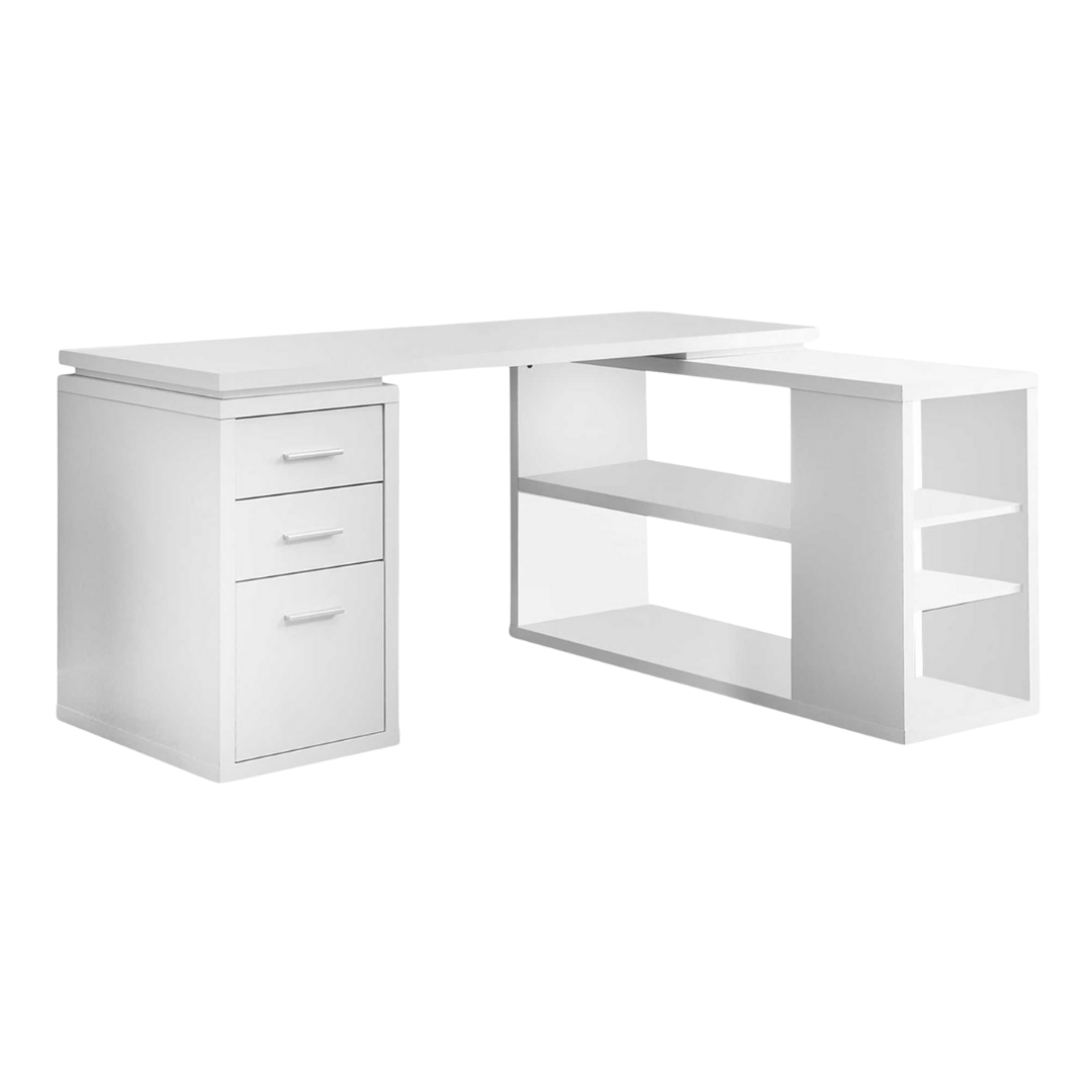 Cornerix – Bureau d'ordinateur en forme de L – Blanc