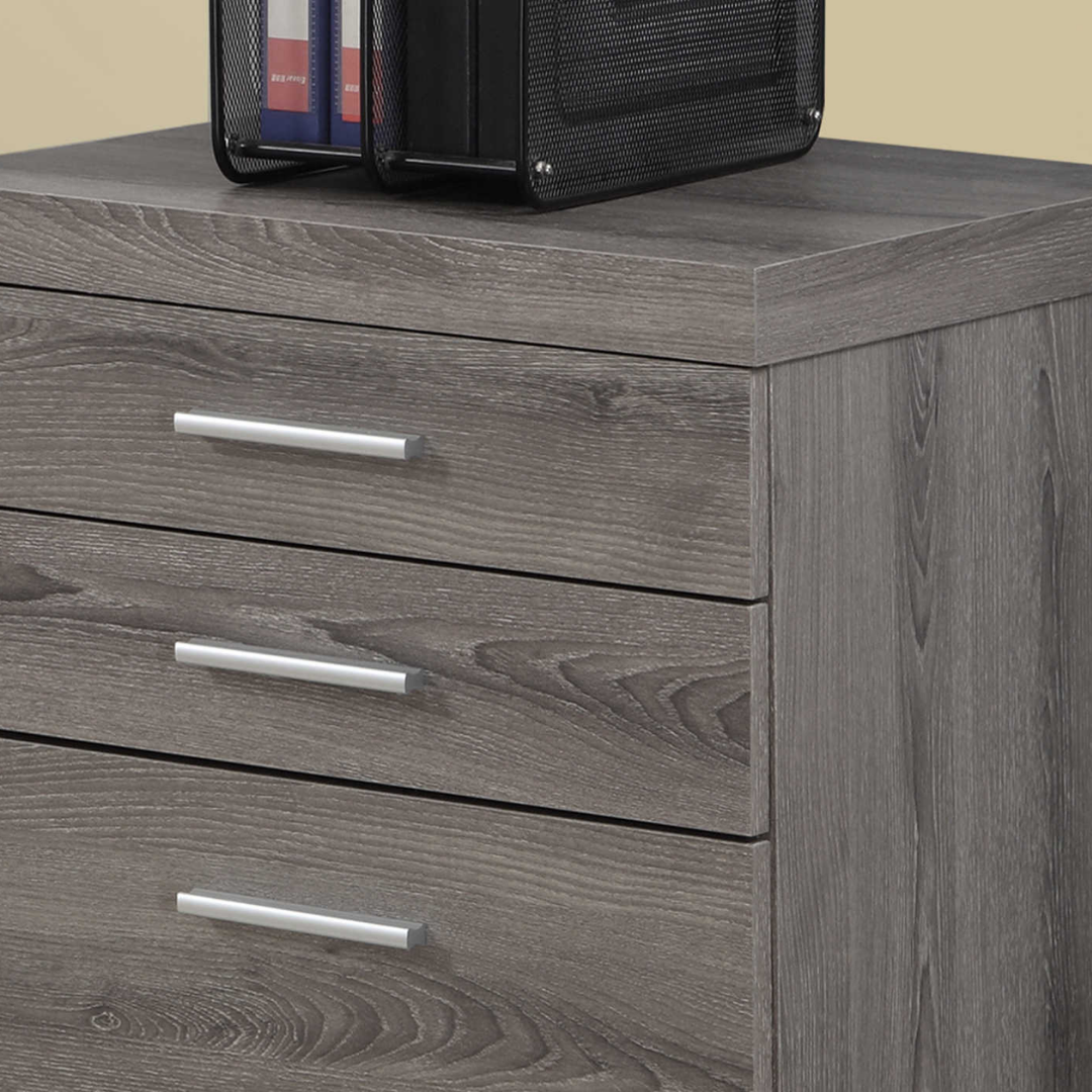 Rustelo – 3-Drawer Filing Cabinet – Dark Taupe