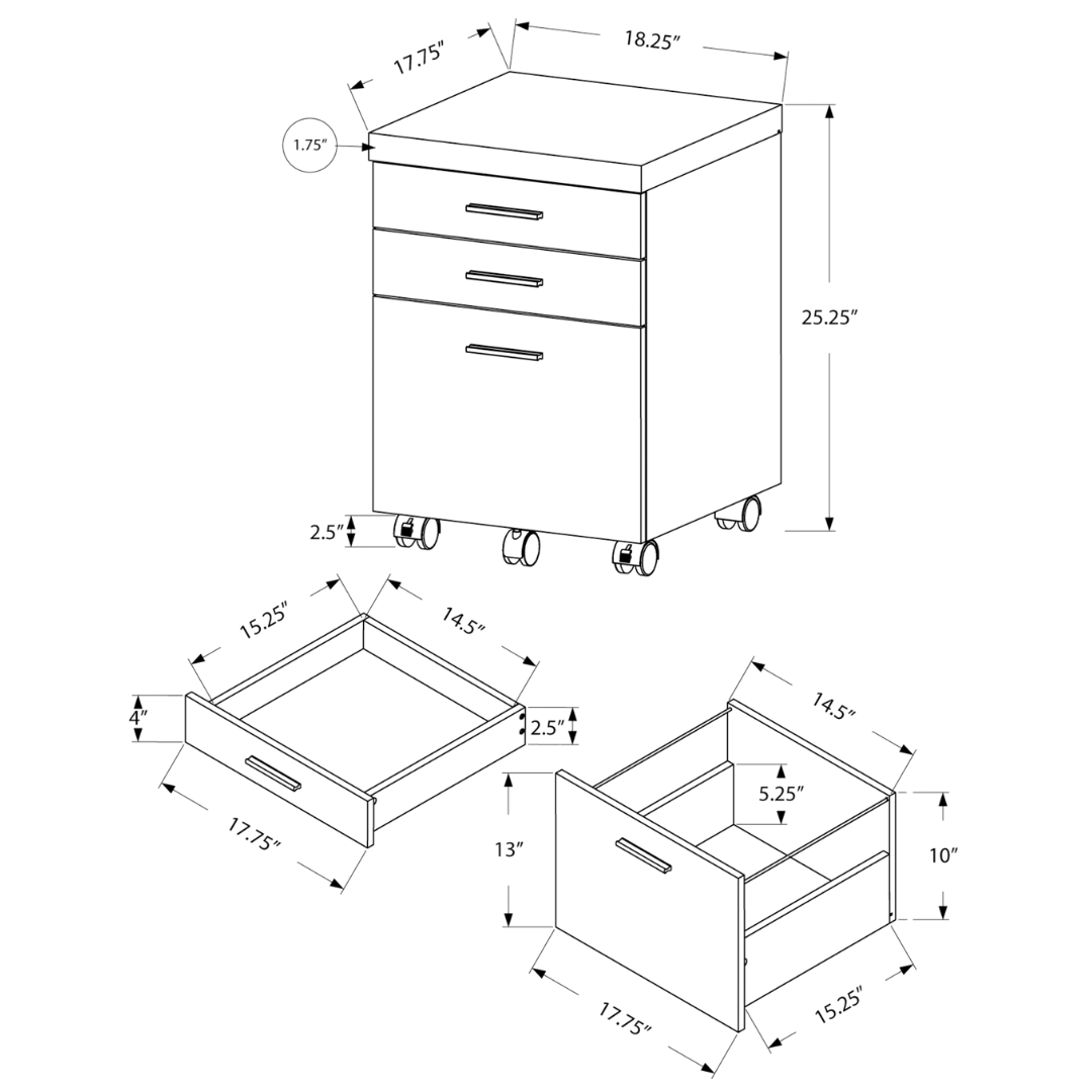 Rustelo – 3-Drawer Filing Cabinet – White Cement Look