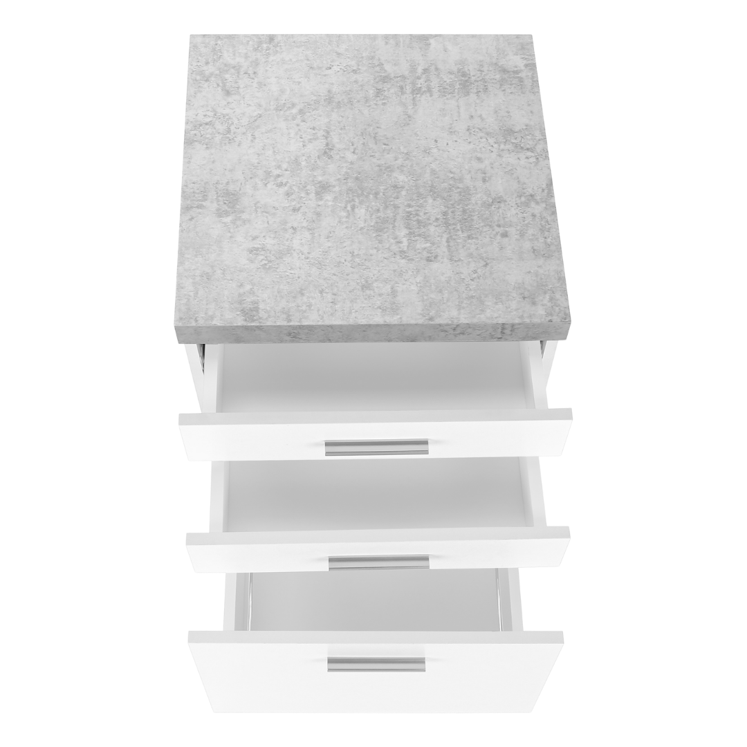 Rustelo – 3-Drawer Filing Cabinet – White Cement Look