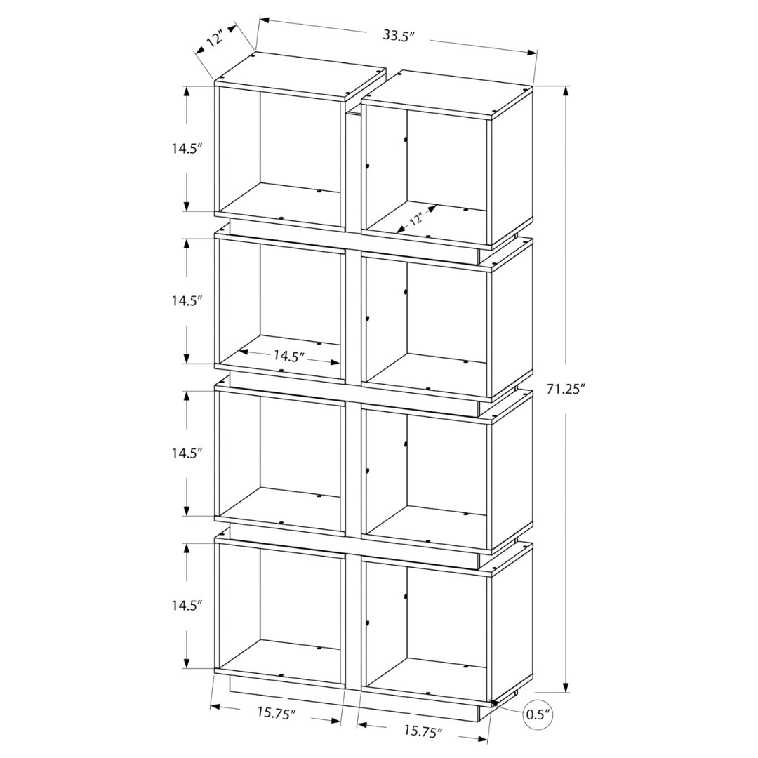Bibliothèque Modulyx 8 cubes 71 po blanc et gris cèdre, étagère modulaire séparateur de pièce Montréal