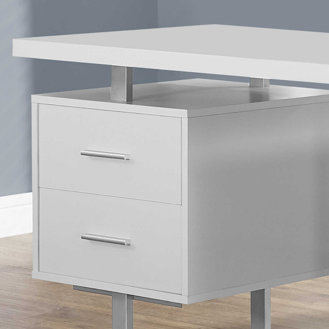 Floatrex – Computer Desk – White / Silver Metal