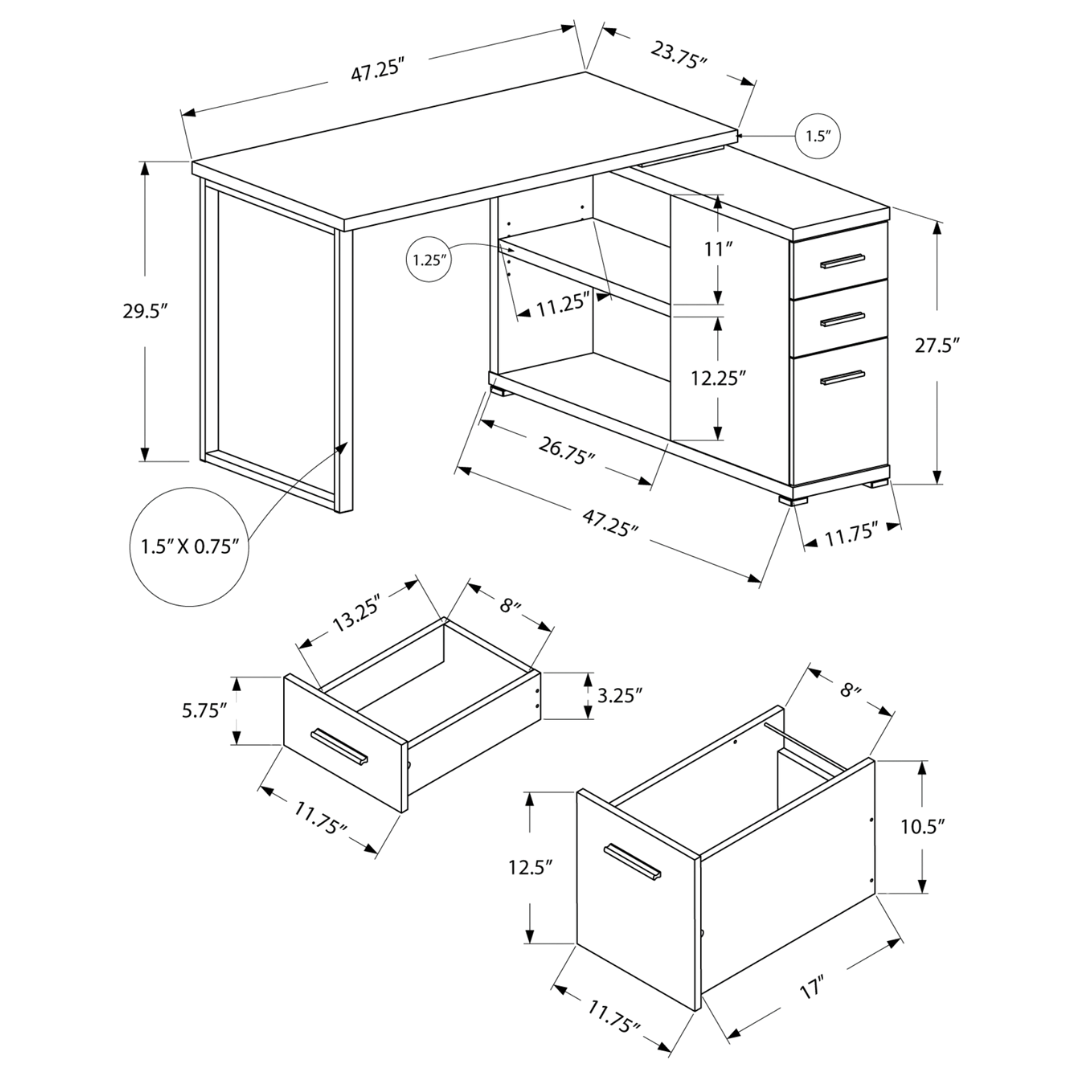 Flexiora – Bureau d'ordinateur en forme de L – Blanc