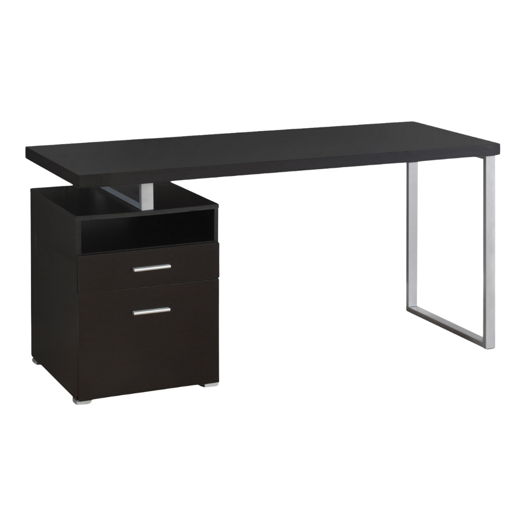 Storvion – Bureau d'Ordinateur – Expresso / Métal Argenté