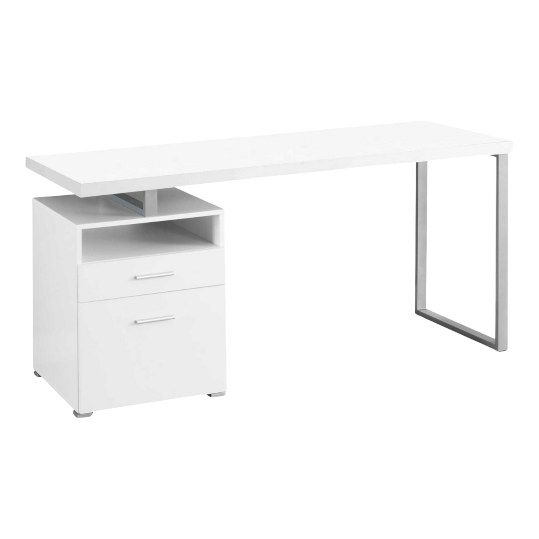 Storvion – Computer Desk – White / Silver Metal