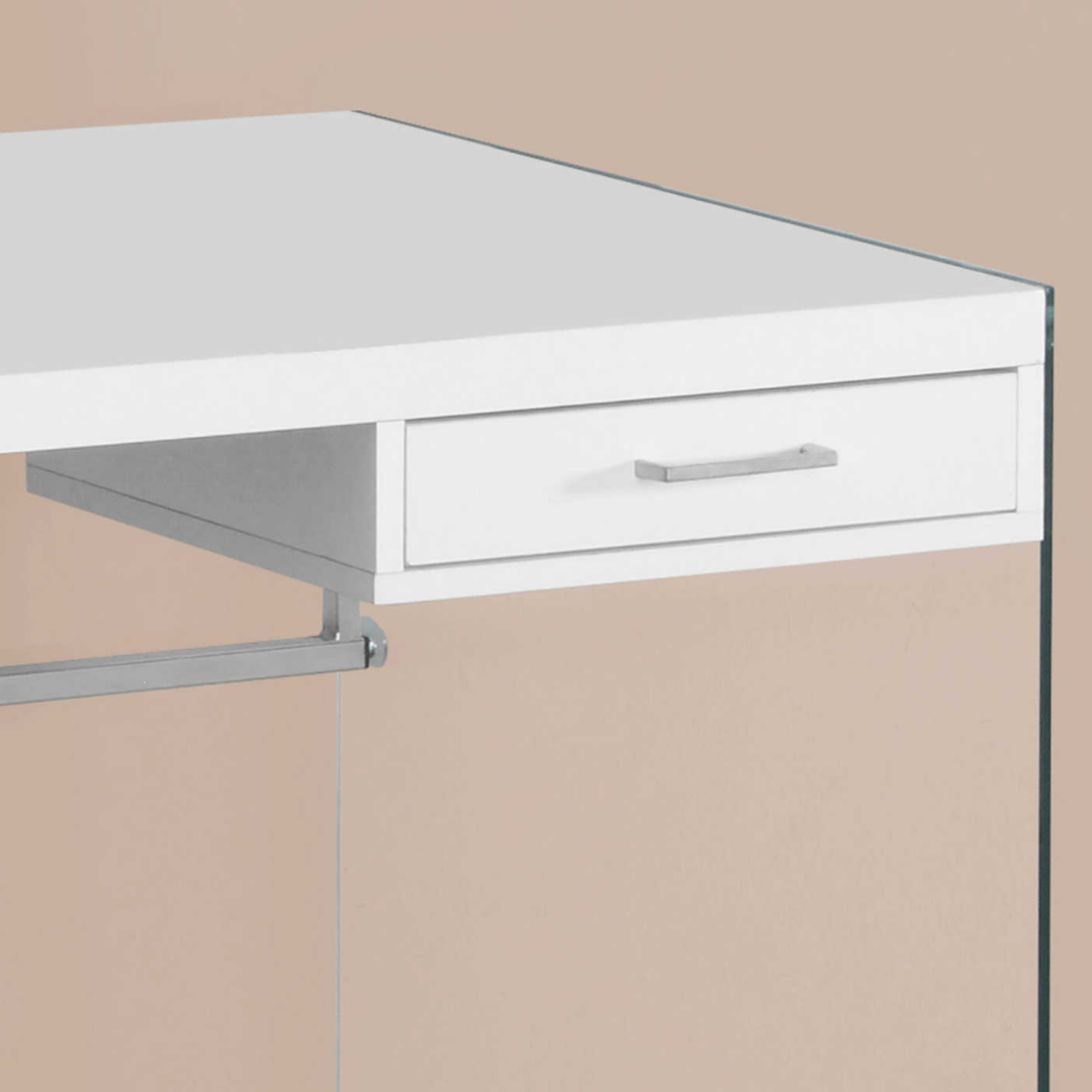 Glassira – Writing Desk – Glossy White / Tempered Glass