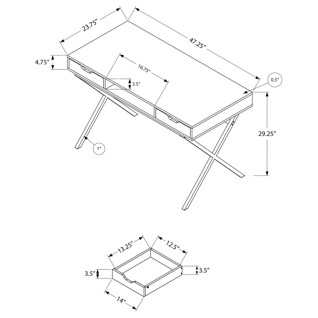 Krossen – Writing Desk – Espresso / Gold Metal