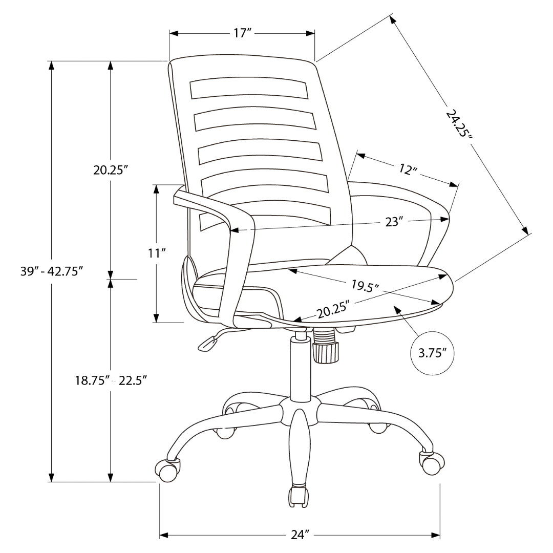 Aerolite – Chaise de bureau mi-haute en maille – Blanc et gris