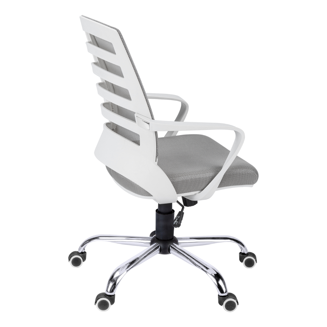 Aerolite – Chaise de bureau mi-haute en maille – Blanc et gris