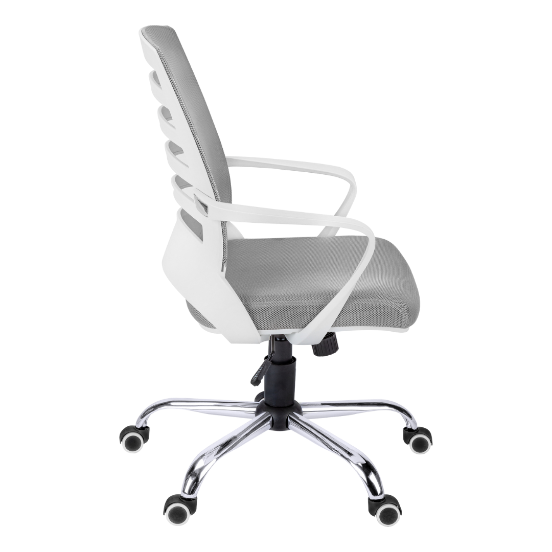 Aerolite – Chaise de bureau mi-haute en maille – Blanc et gris