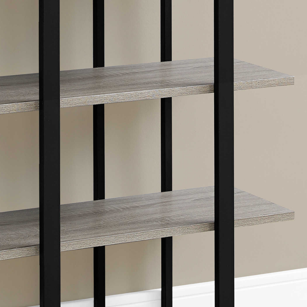 Metalux – 60"H Bookcase – Dark Taupe & Black Metal