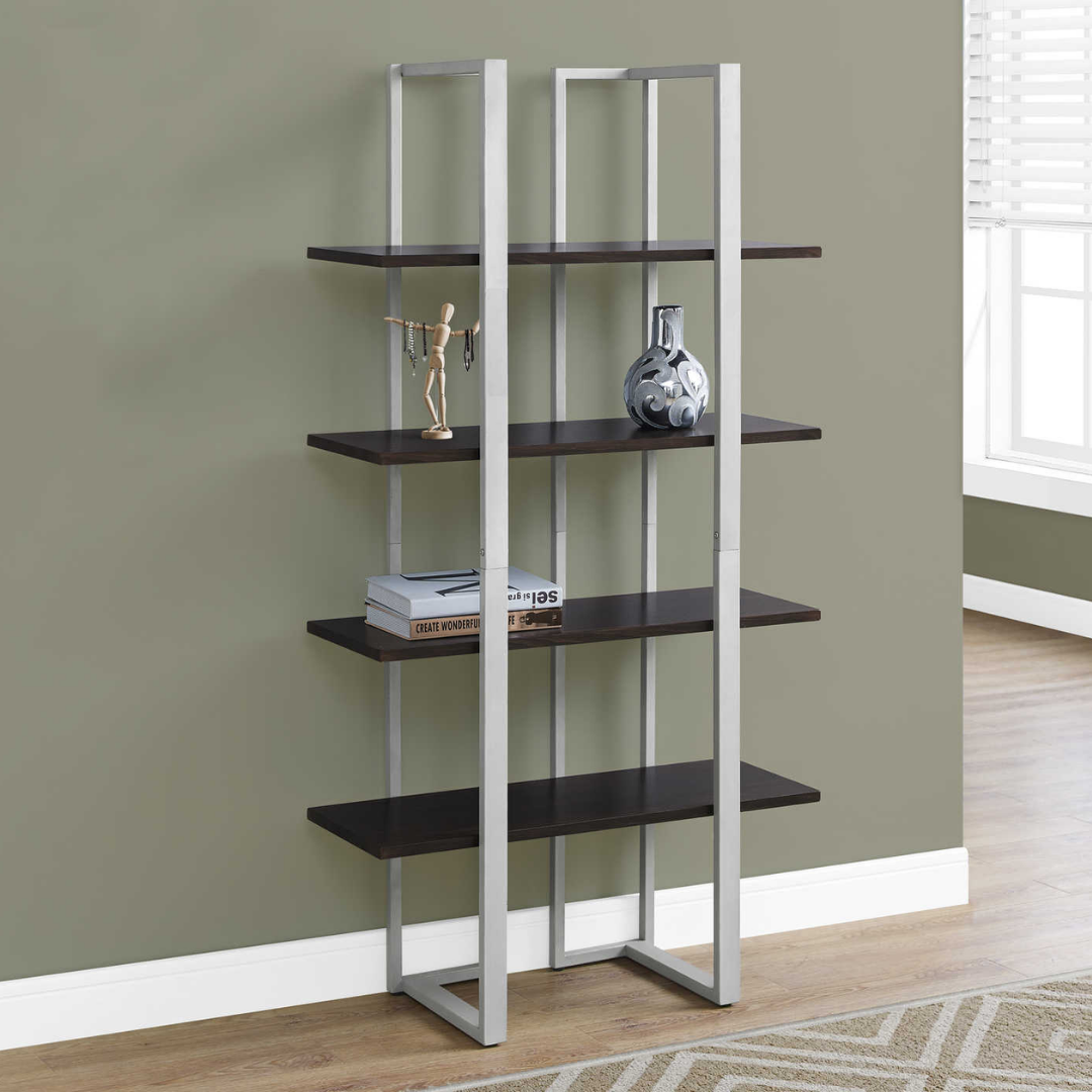 Metalux – Bibliothèque 152 cm H – Métal expresso et argent