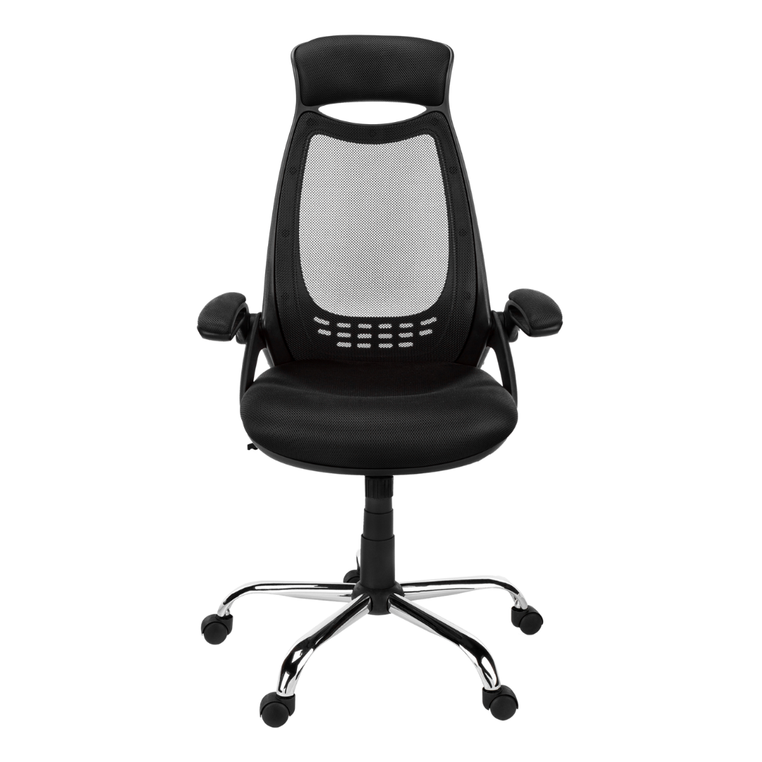 Aeroventis – Fauteuil de bureau à dossier haut en maille – Maille noire et chrome