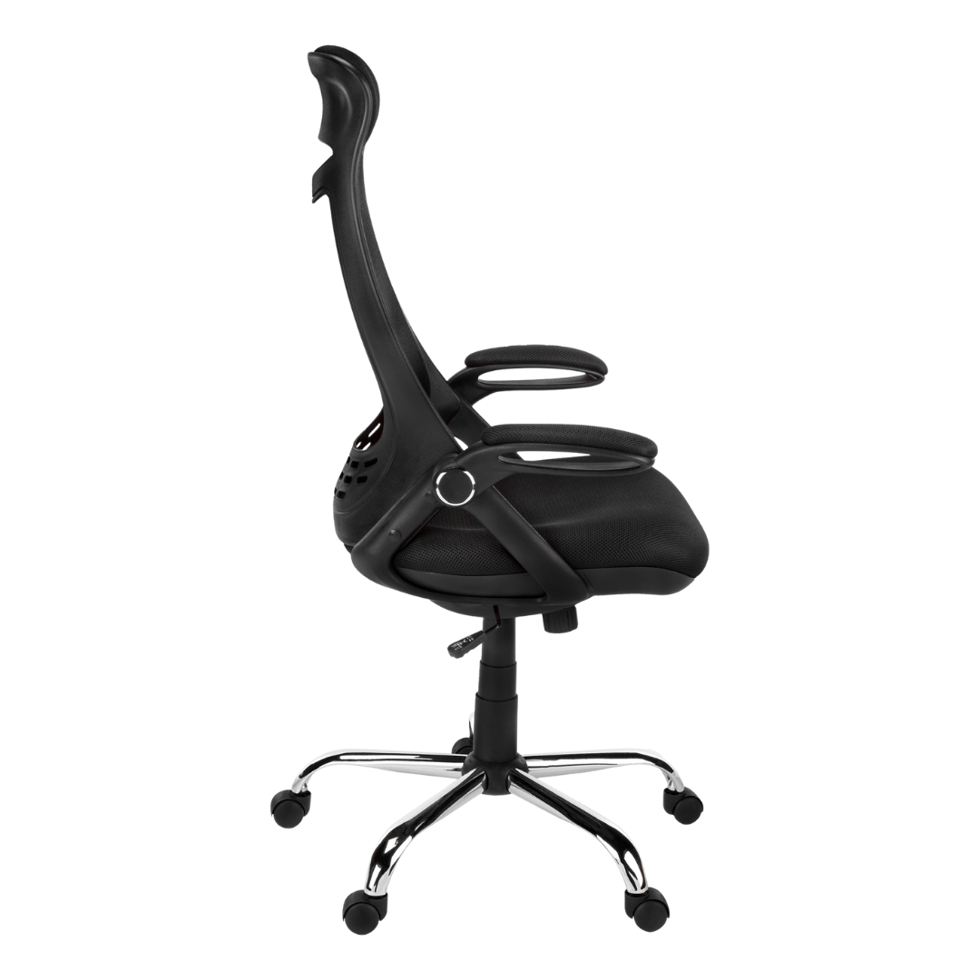 Aeroventis – Fauteuil de bureau à dossier haut en maille – Maille noire et chrome