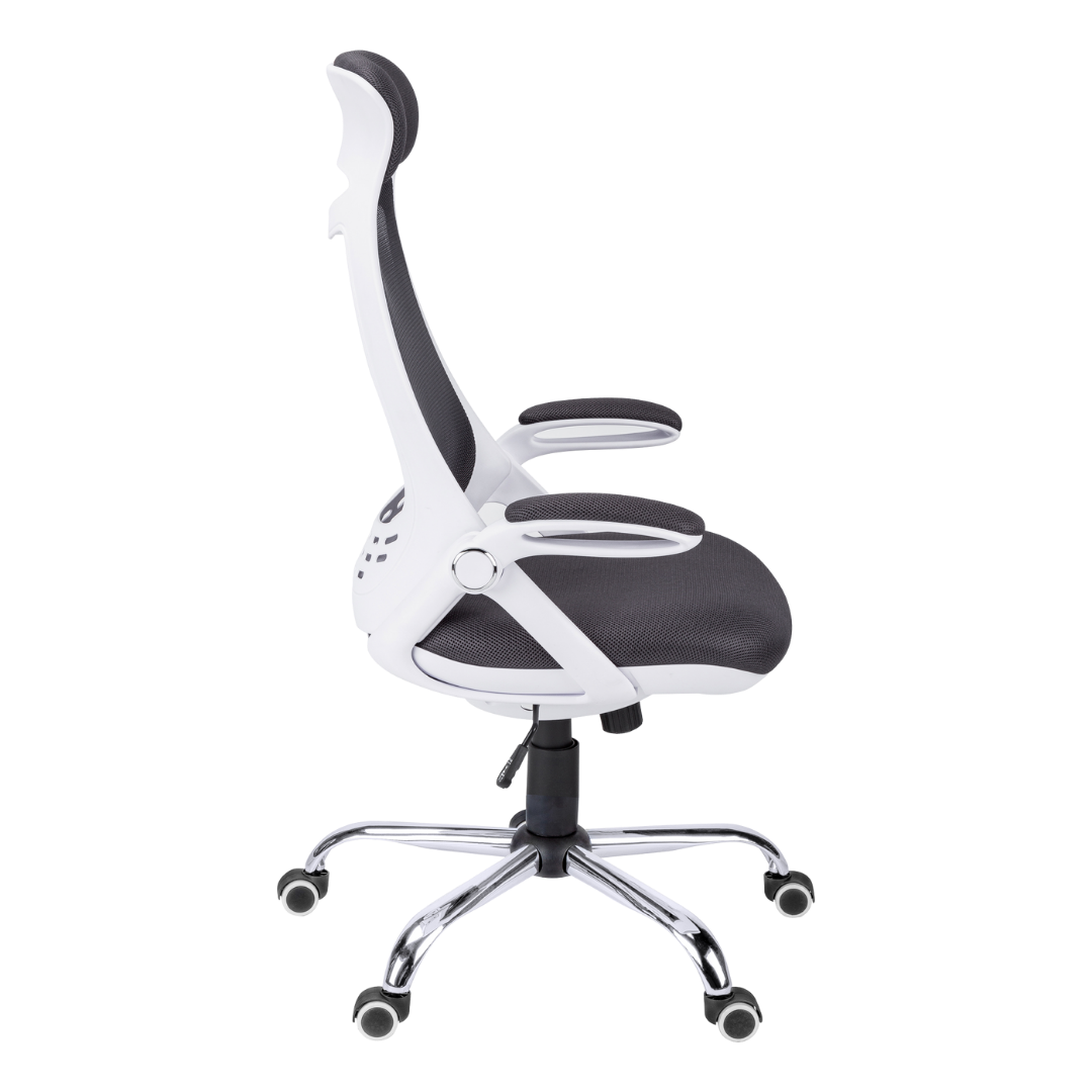 Aeroventis chaise de bureau ergonomique haut dossier mailles gris blanc base chromée – Bonito Montréal