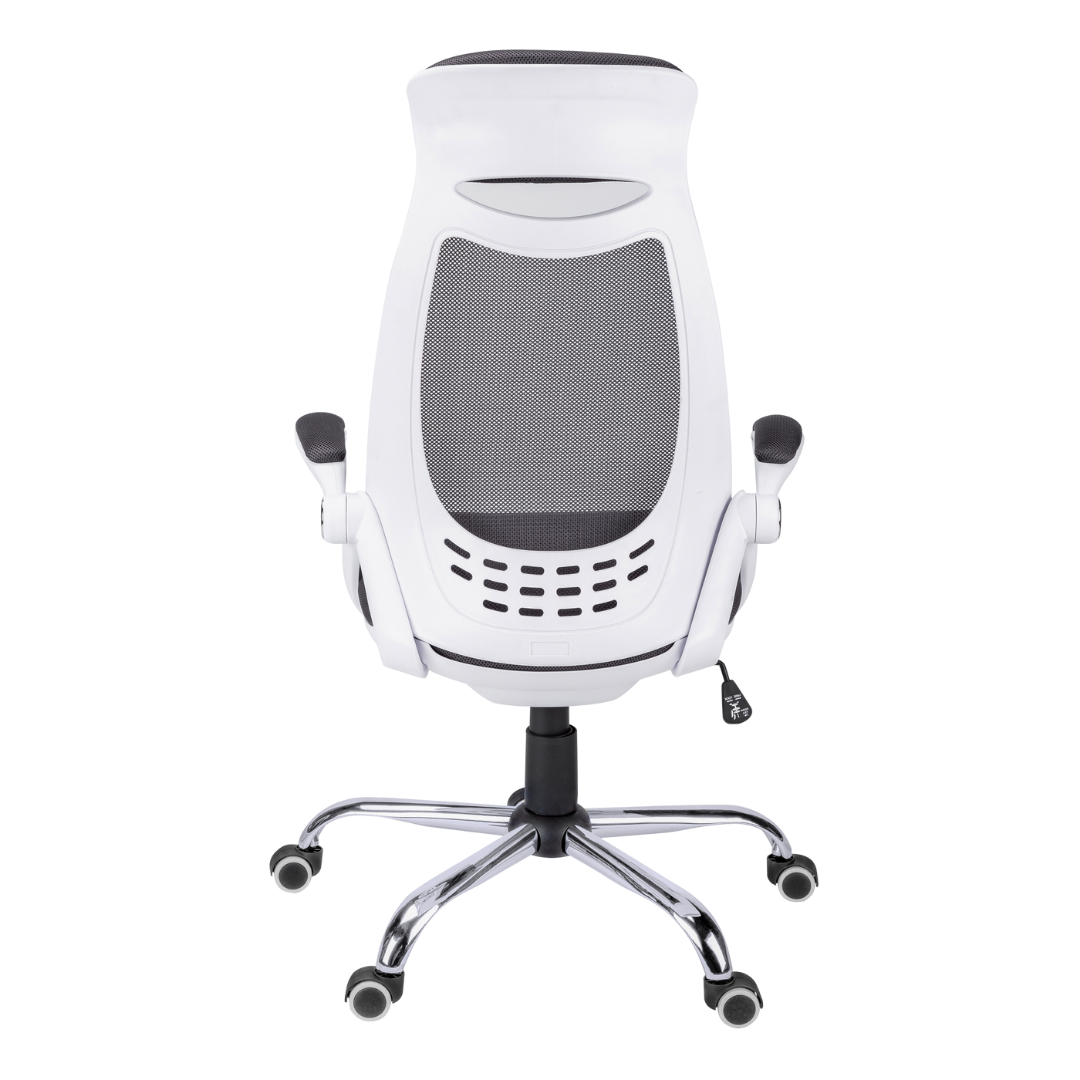 Aeroventis chaise de bureau ergonomique haut dossier mailles gris blanc base chromée – Bonito Montréal