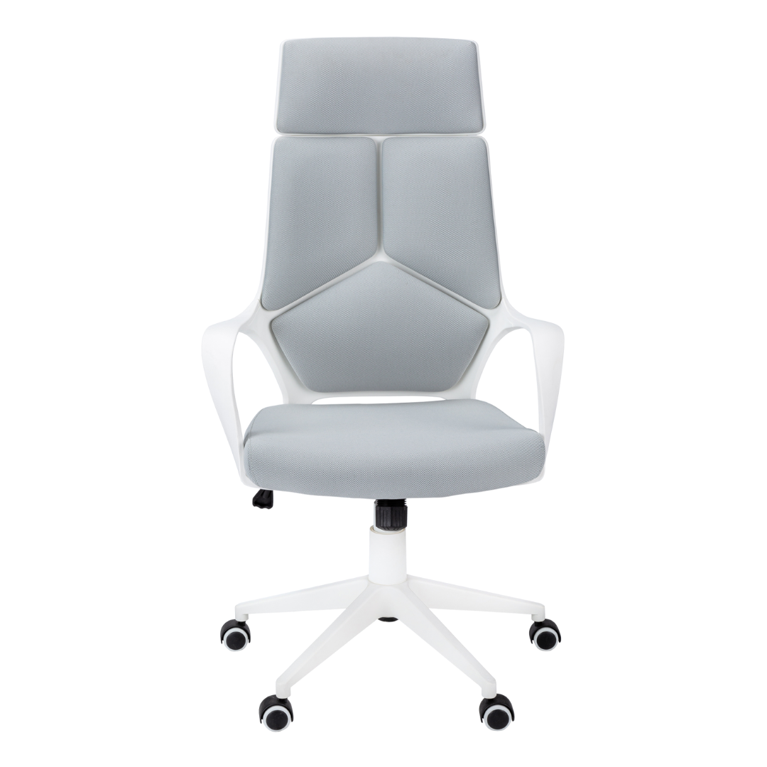 Stratoform – Chaise de bureau à dossier haut – Tissu blanc et gris